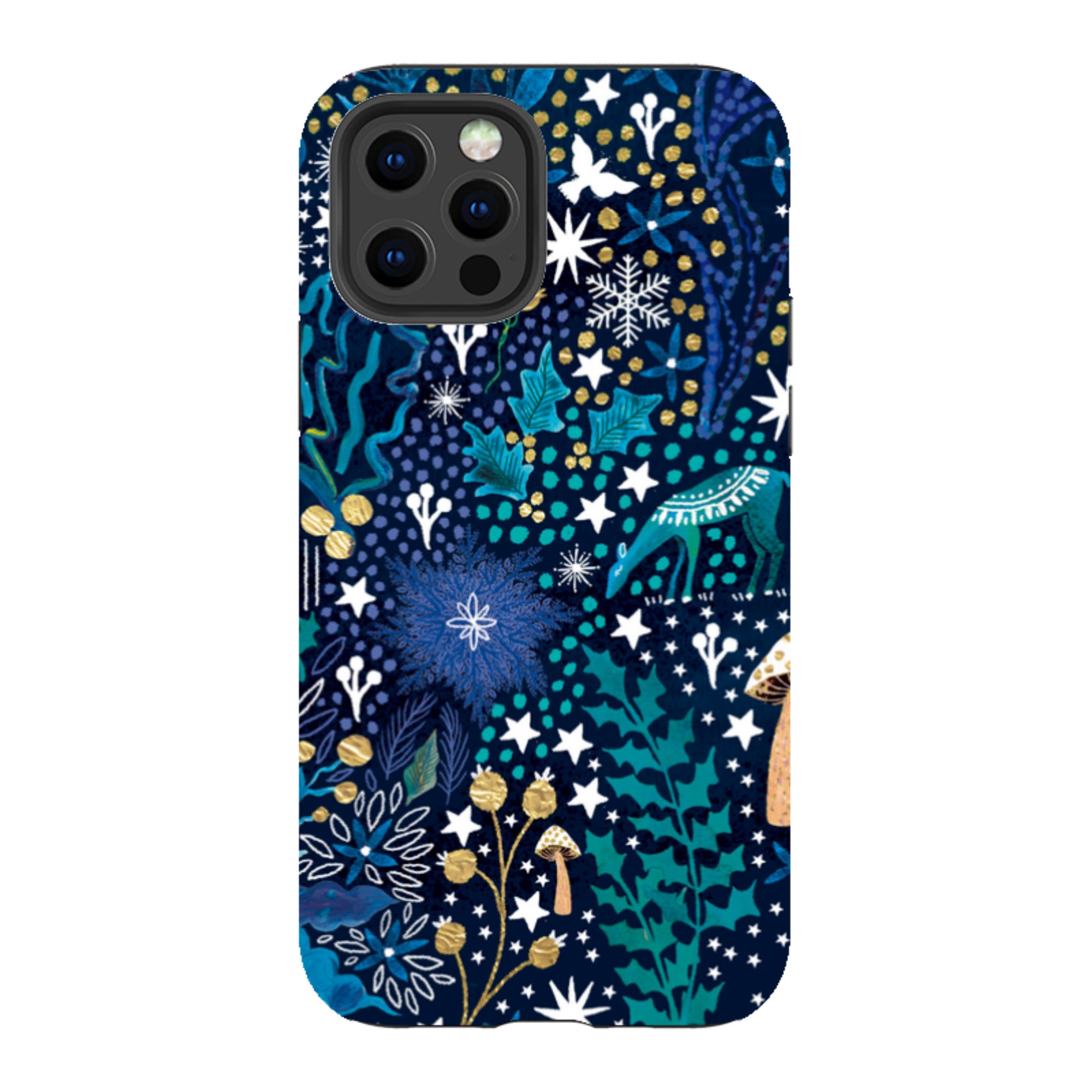 iPhone Tough Case - Winter Flowers Teal By Emma Frances Grant