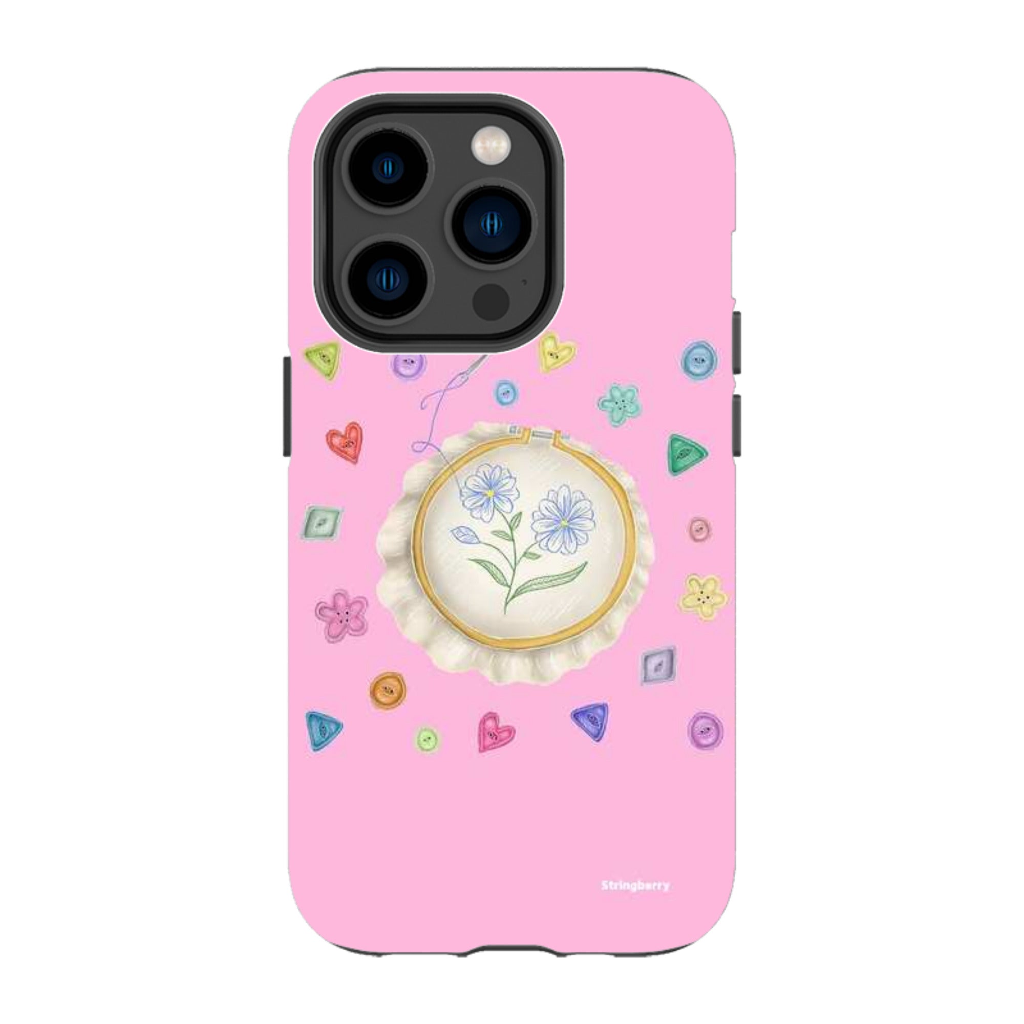 iPhone Tough Case - Flower Buttons Needlework By Catherine Rowe