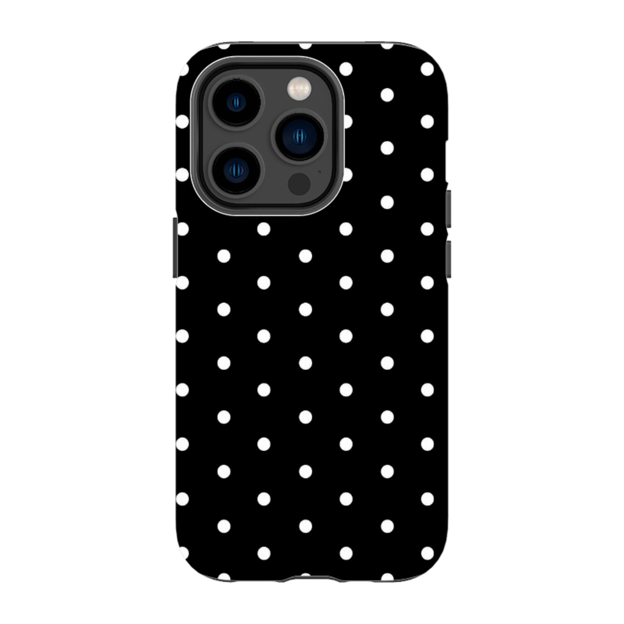 iPhone Tough Case - Black & White Polka Dot