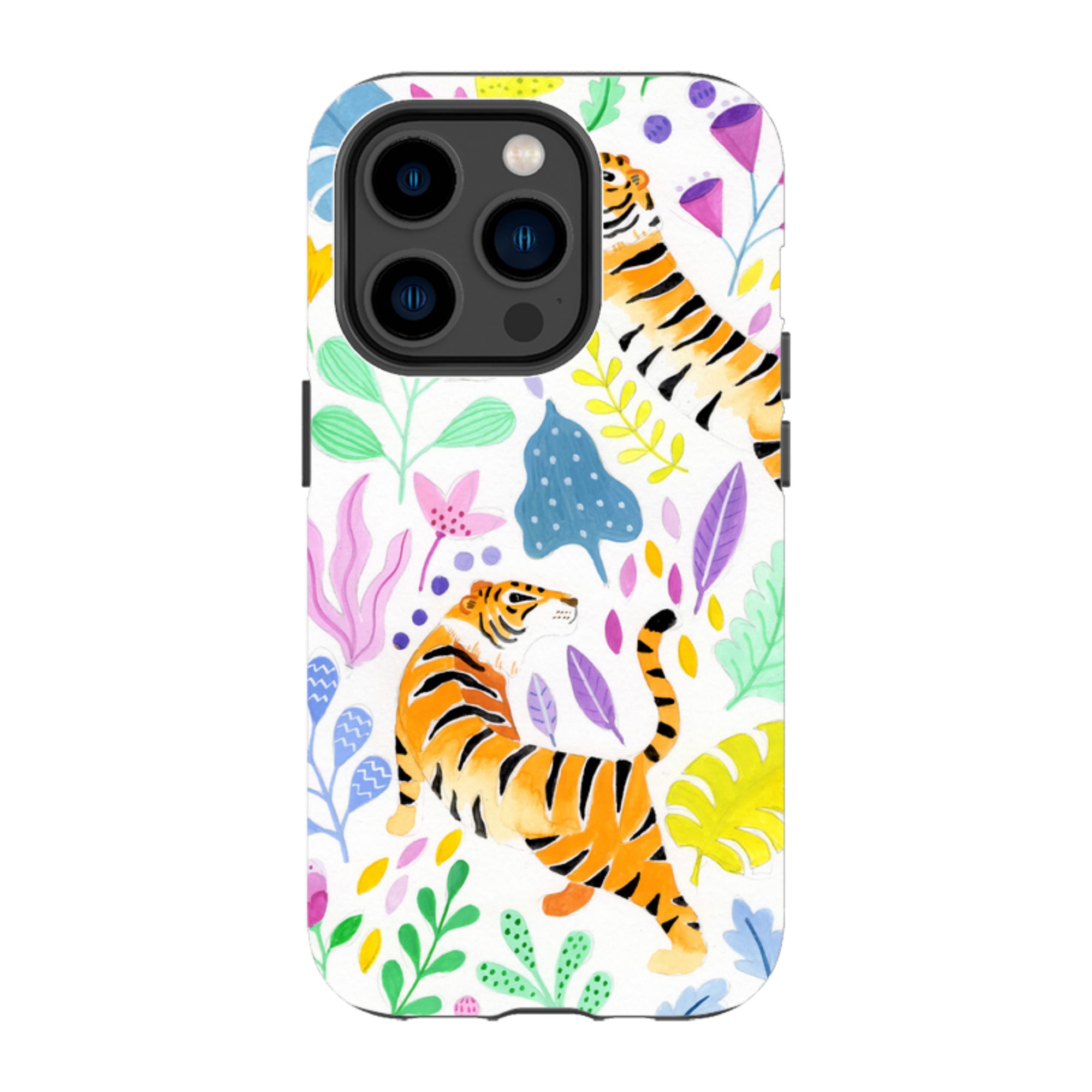 iPhone Tough Case - Tigers And Flowers By Bex Parkin