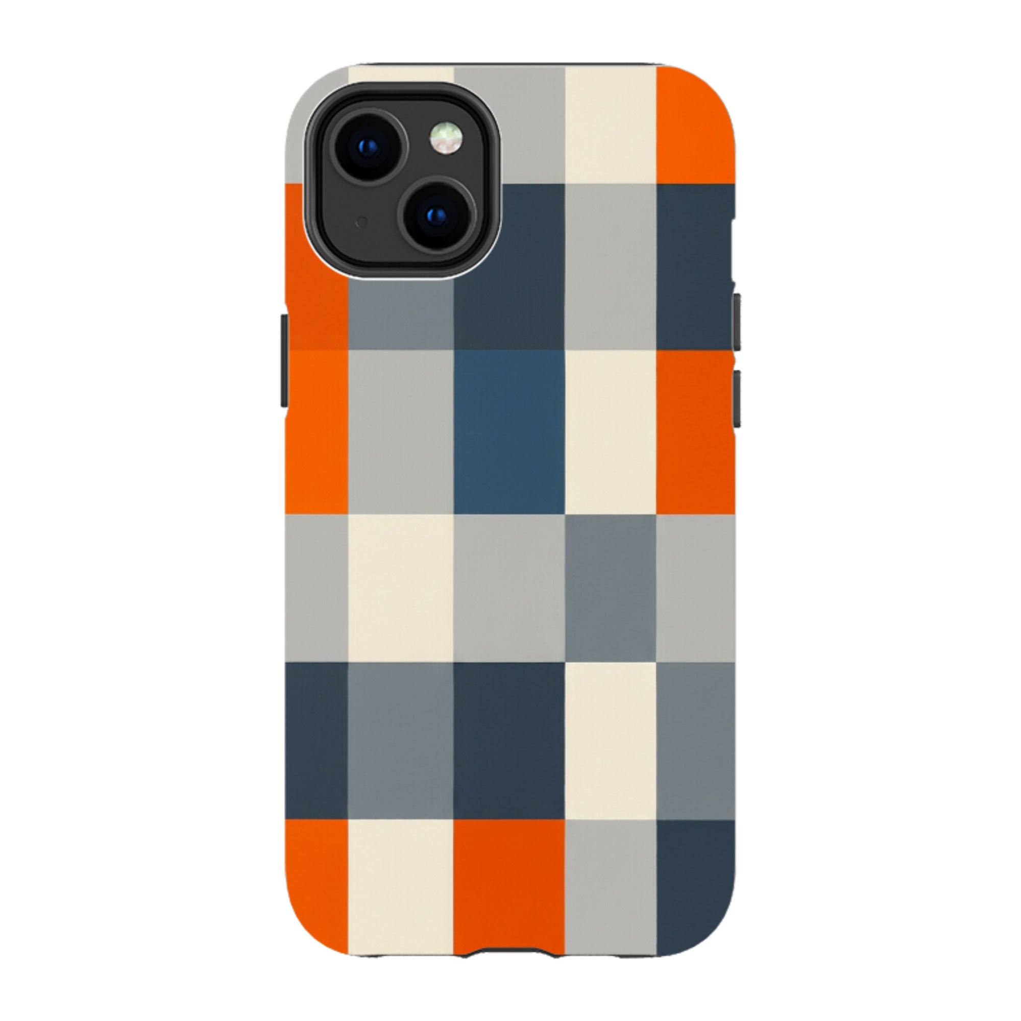 iPhone Tough Case - Navy Blue & Orange Plaid