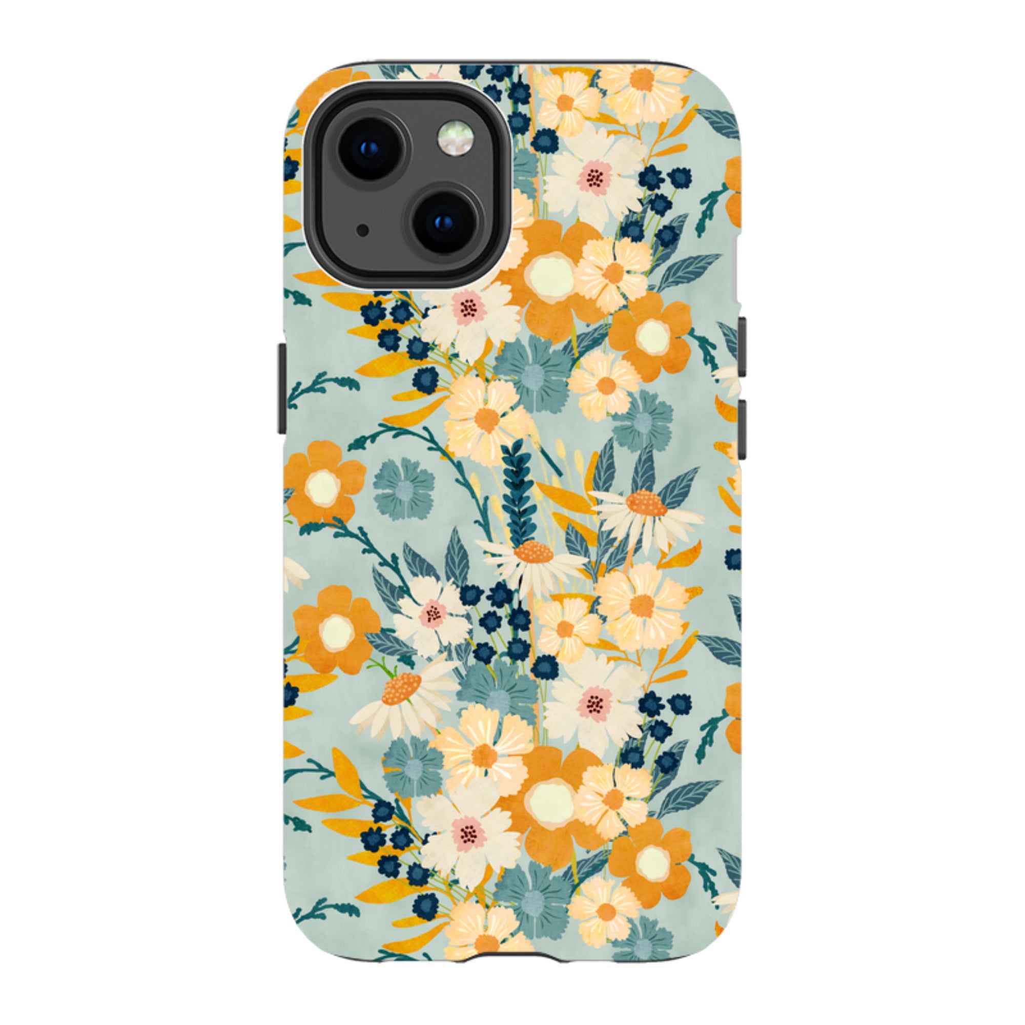 iPhone Tough Case - Yellow And Blue Floral By Katherine Quinn