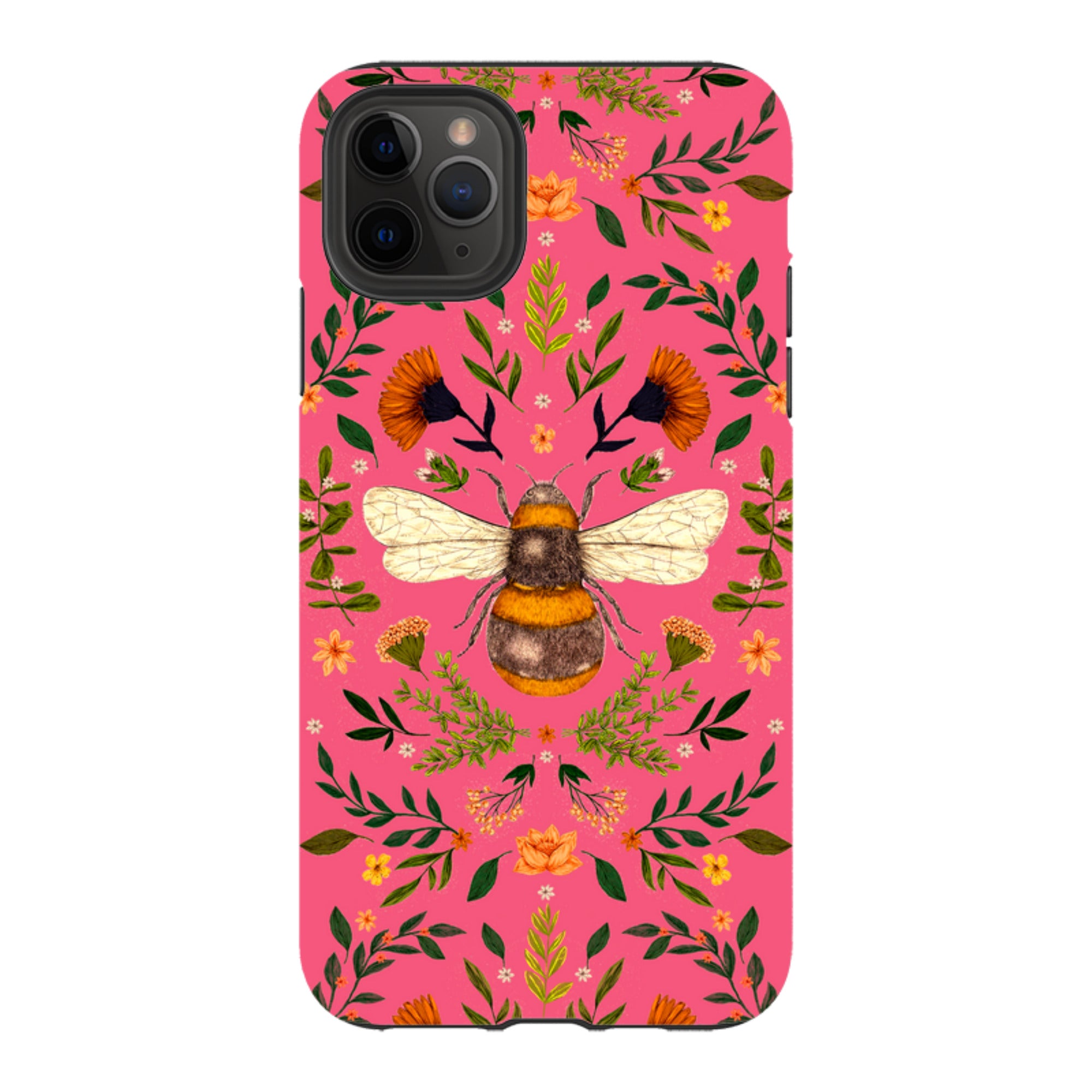 iPhone Tough Case - Botanical Bee Peach By Jade Mosinski