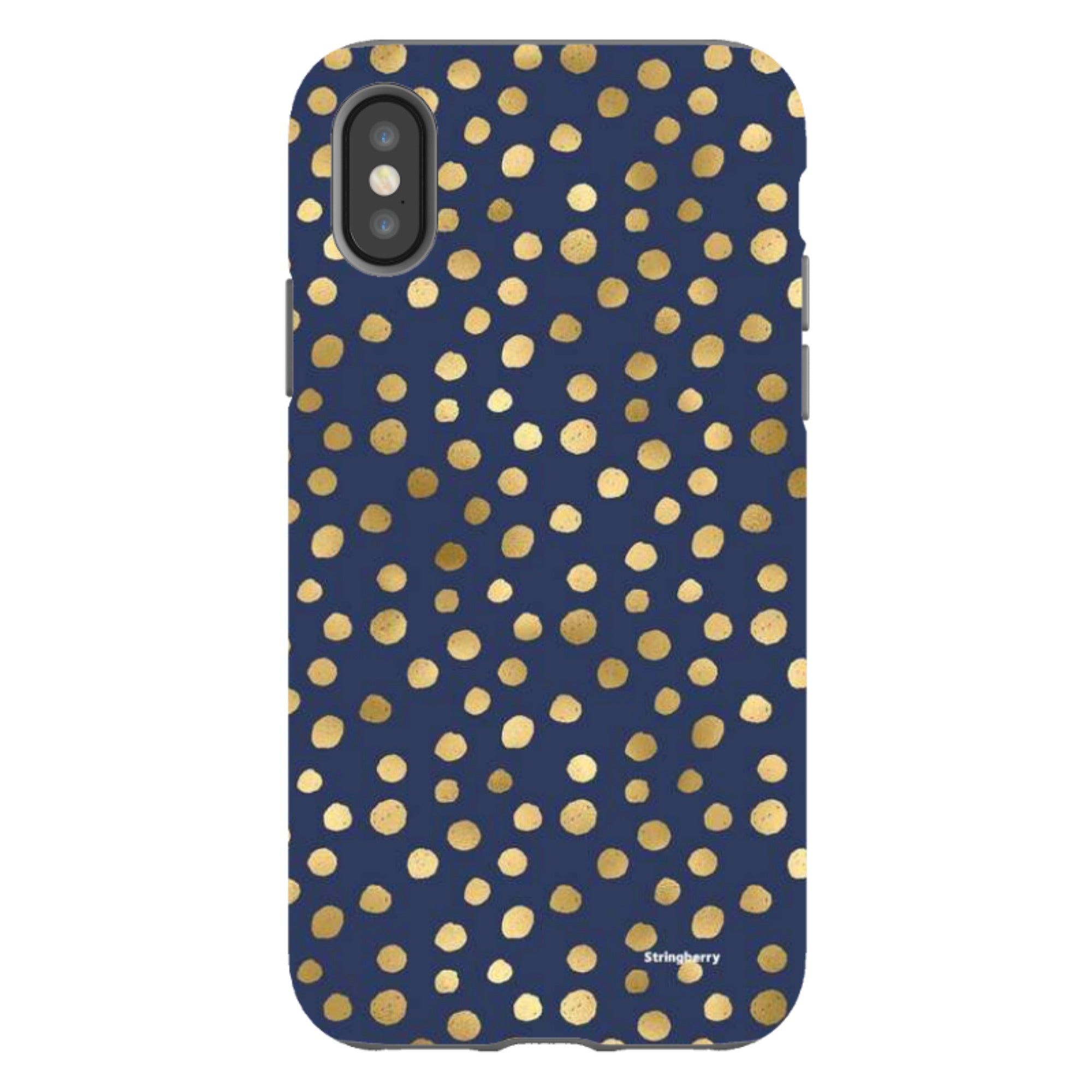 iPhone Tough Case - Navy Polka