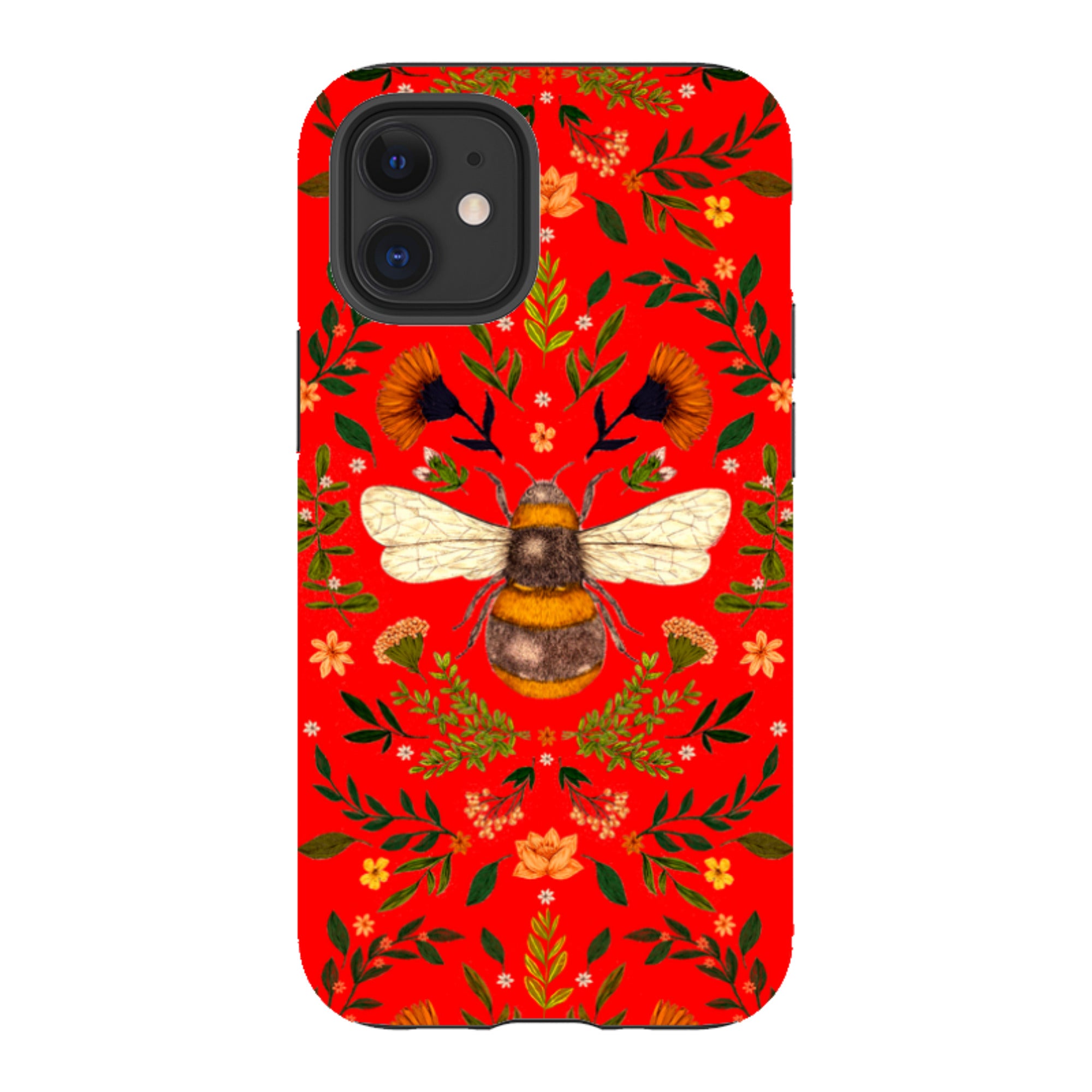 iPhone Tough Case - Botanical Bee Red By Jade Mosinski