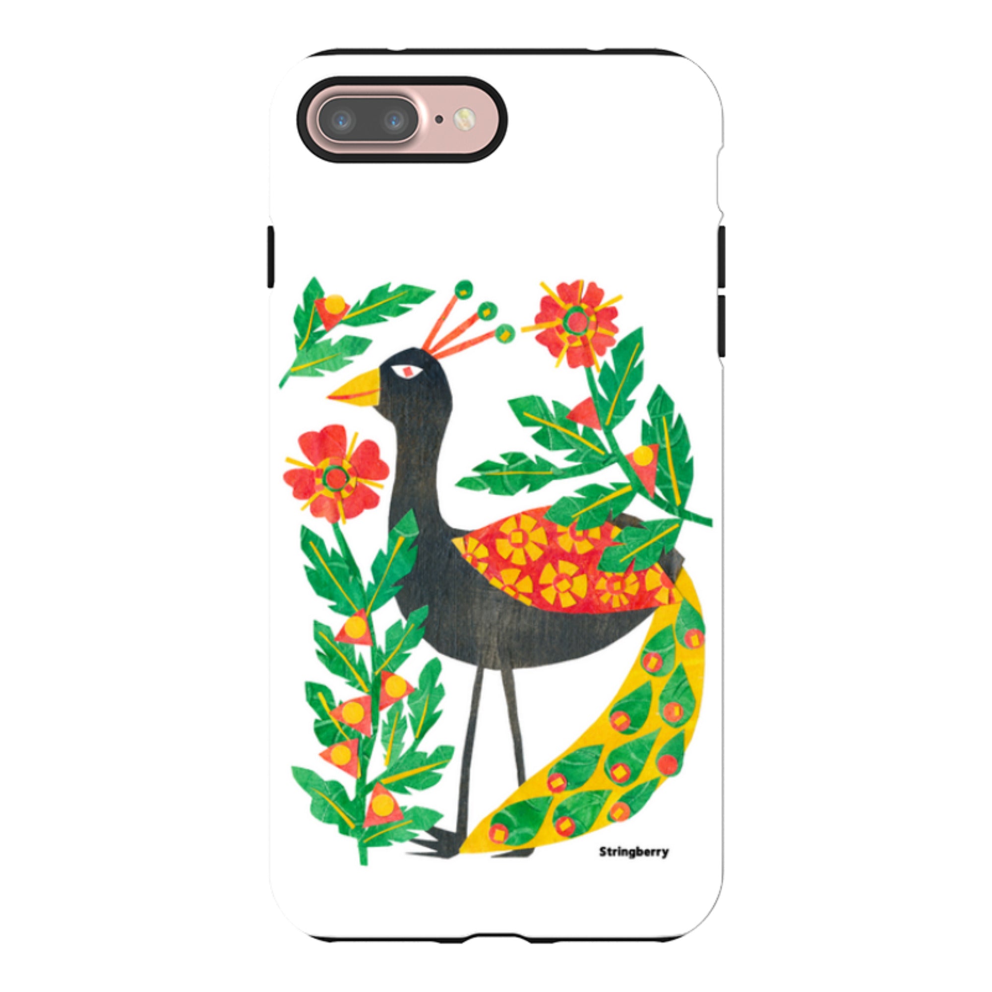 iPhone Tough Case - Folk Floral Peahen By Tracey English