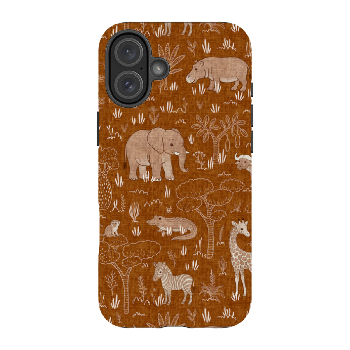 iPhone Tough Case - Savanna Wildlife - Rust By Katherine Quinn