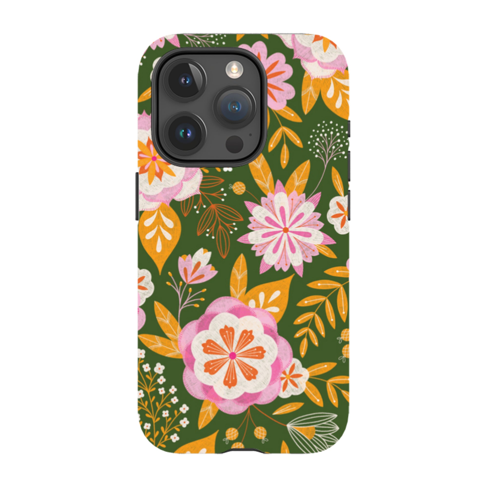 iPhone MagSafe Tough Case -  Big Bold Blooms Green By Jenny Zemanek