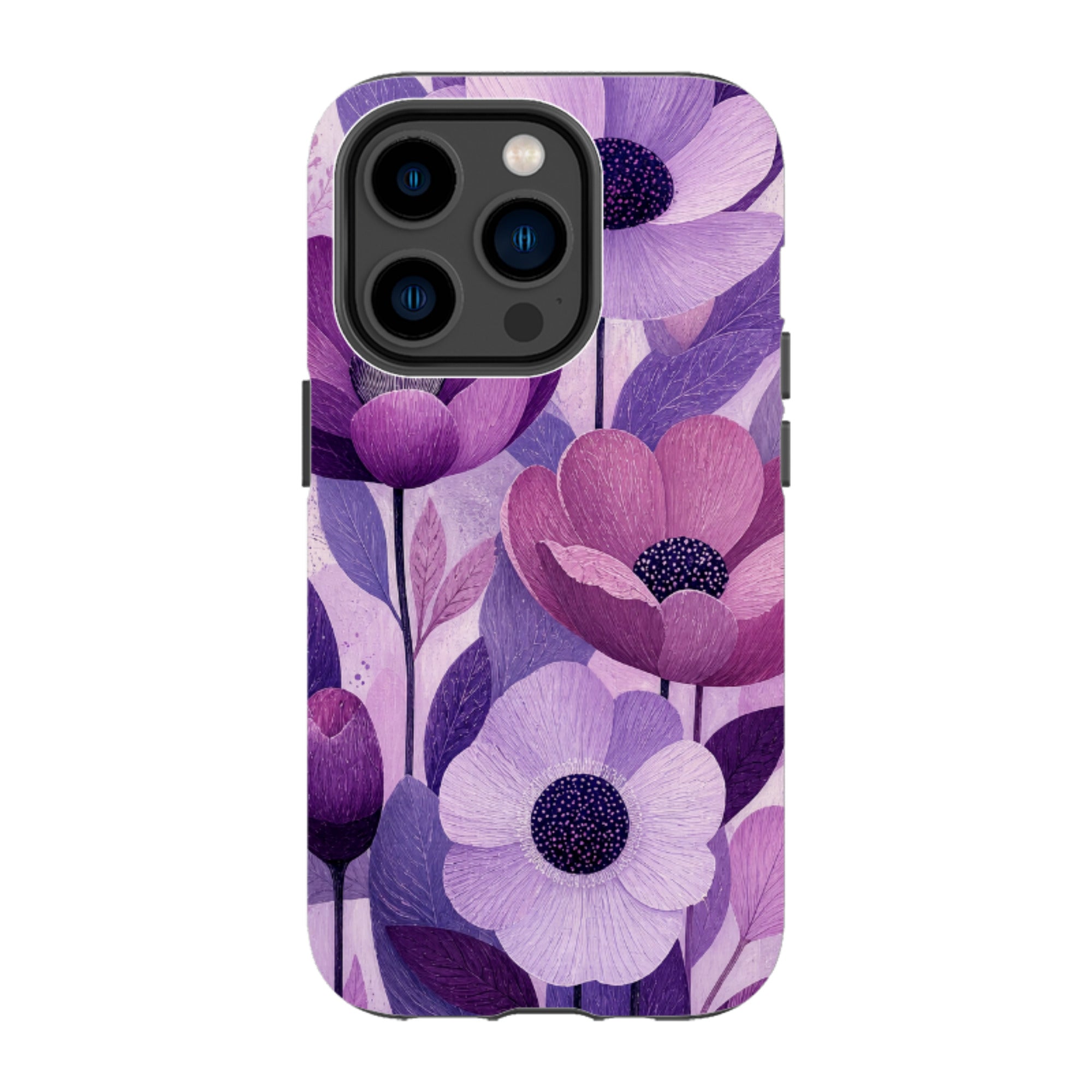 iPhone Tough Case - Purple Woodgrain Floral