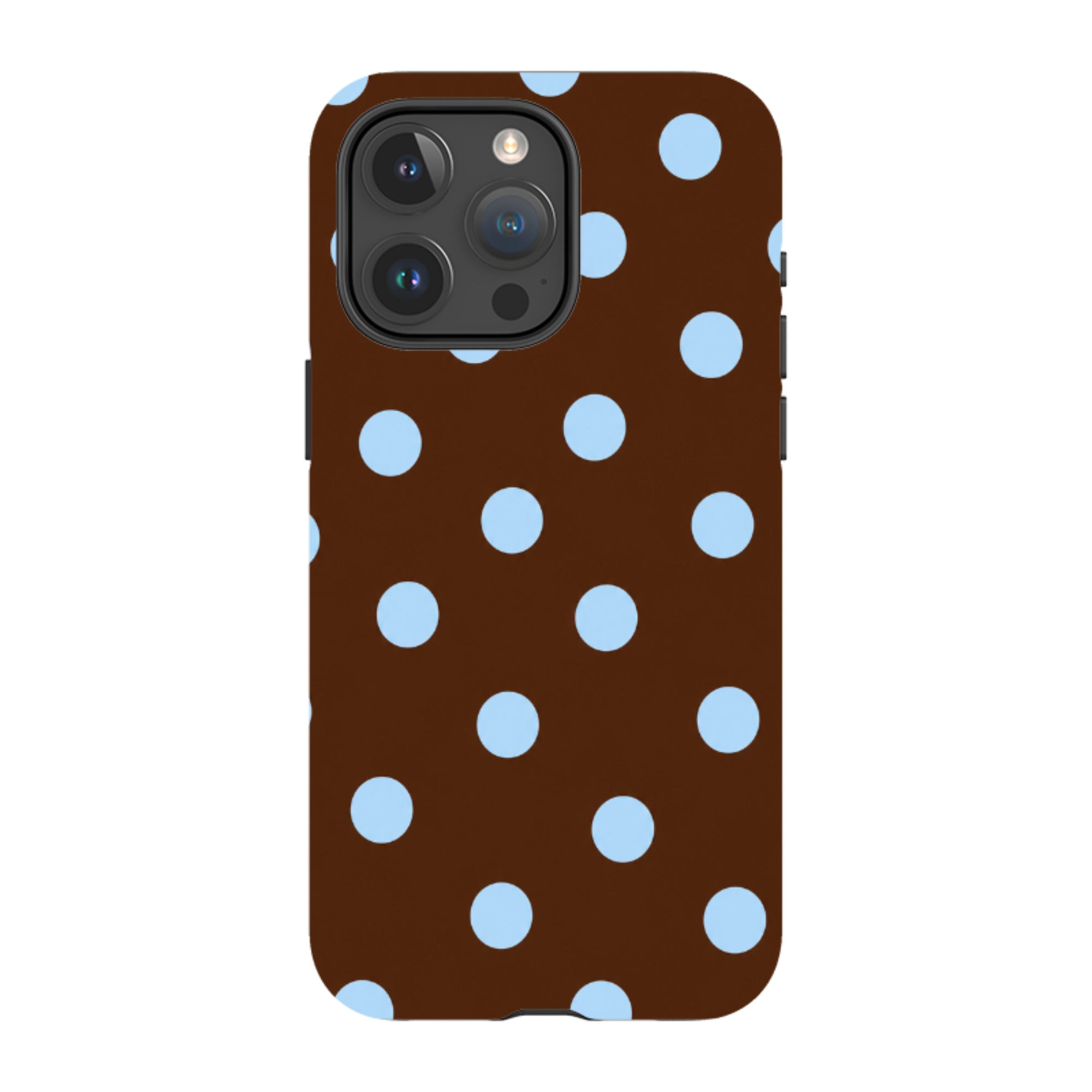 iPhone MagSafe Tough Case - Chocolate Brown & Baby Blue Polka Dot