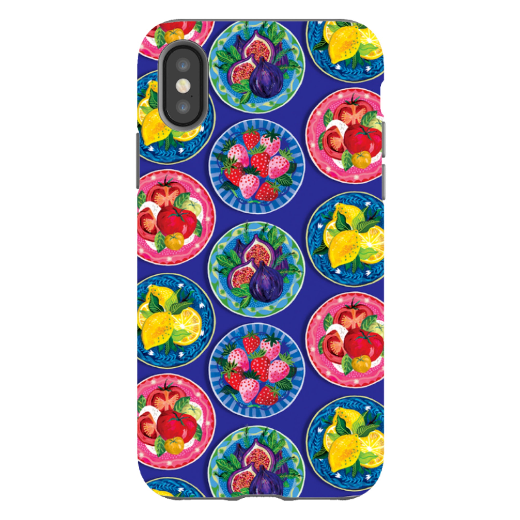 iPhone Tough Case - Summer Plates Blue By Emma Frances Grant