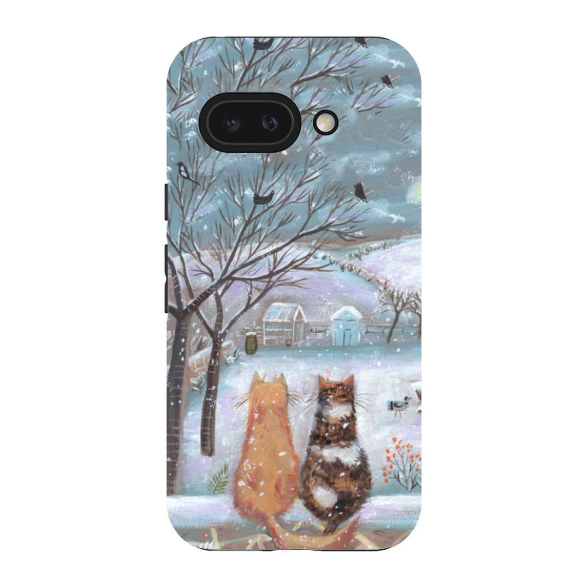 Google Tough Case - Winter Cottage Cats By Mary Stubberfield