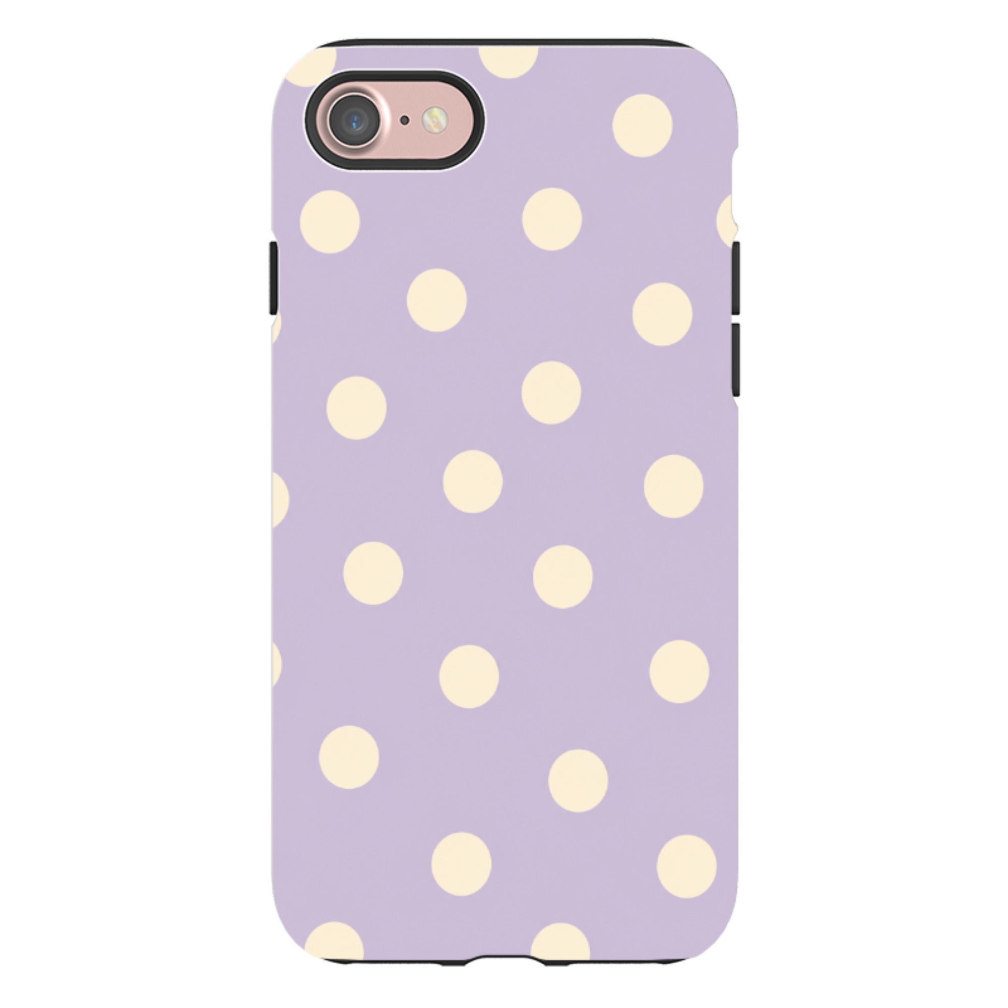 iPhone Tough Case - Pastel Purple & Cream Polka Dot