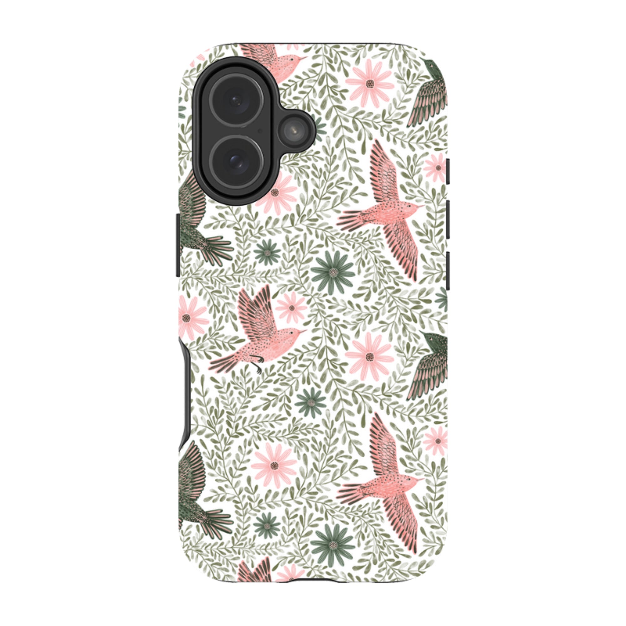 iPhone Tough Case - Bird Pattern Green By Lee Foster Wilson