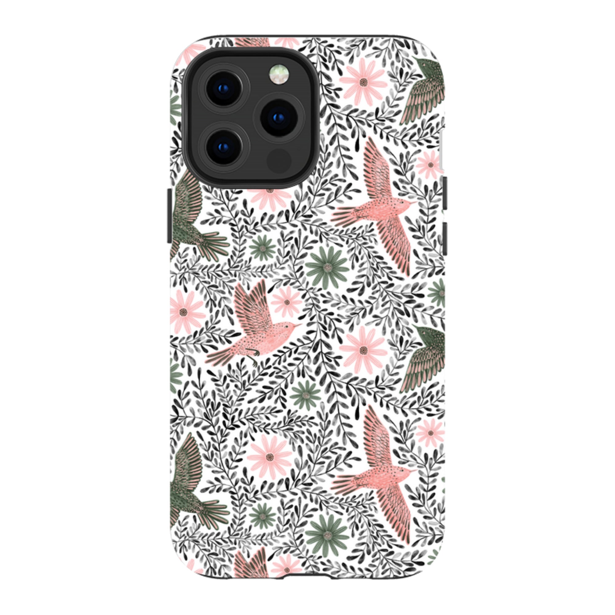 iPhone Tough Case - Bird Pattern Black By Lee Foster Wilson