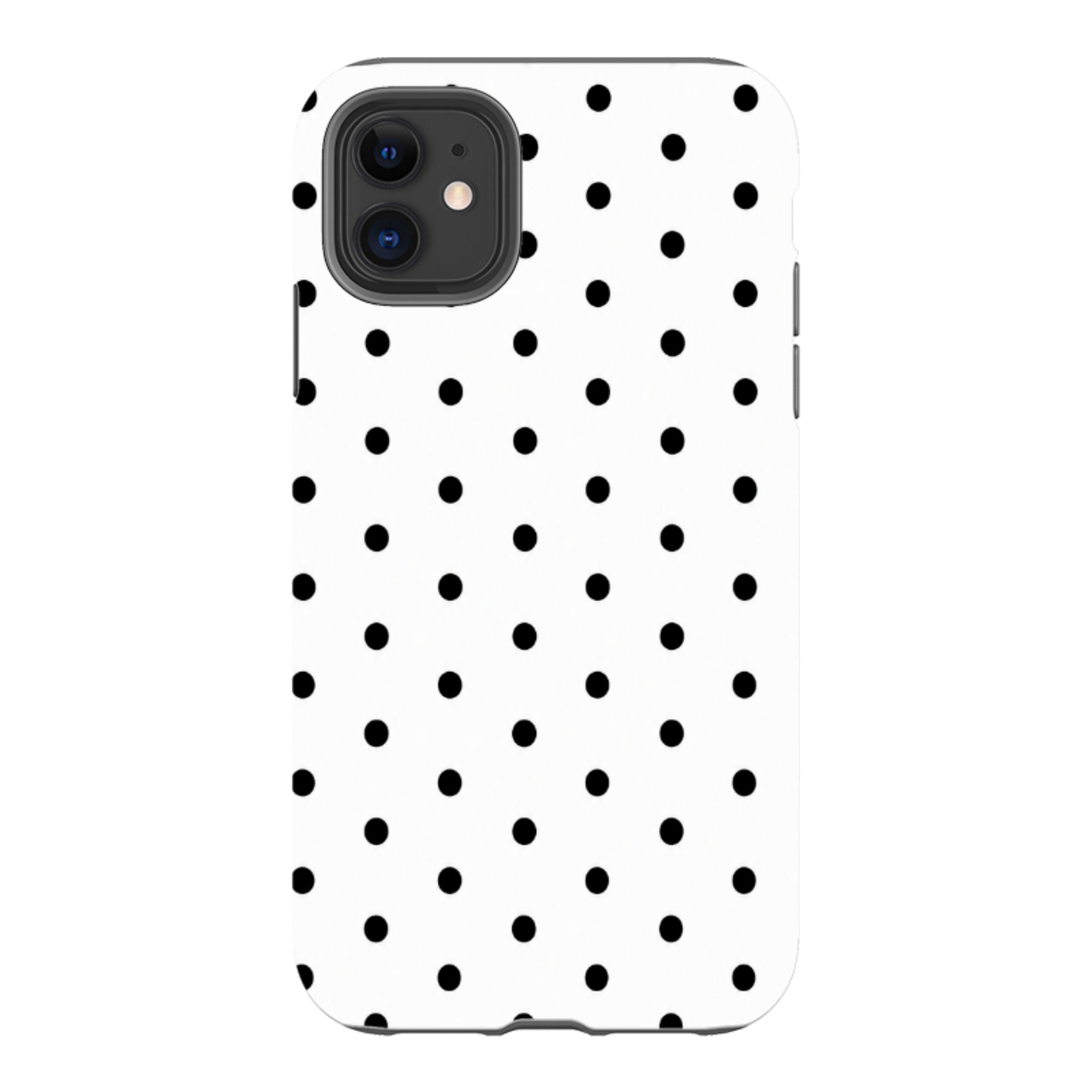 iPhone Tough Case - White & Black Polka Dot