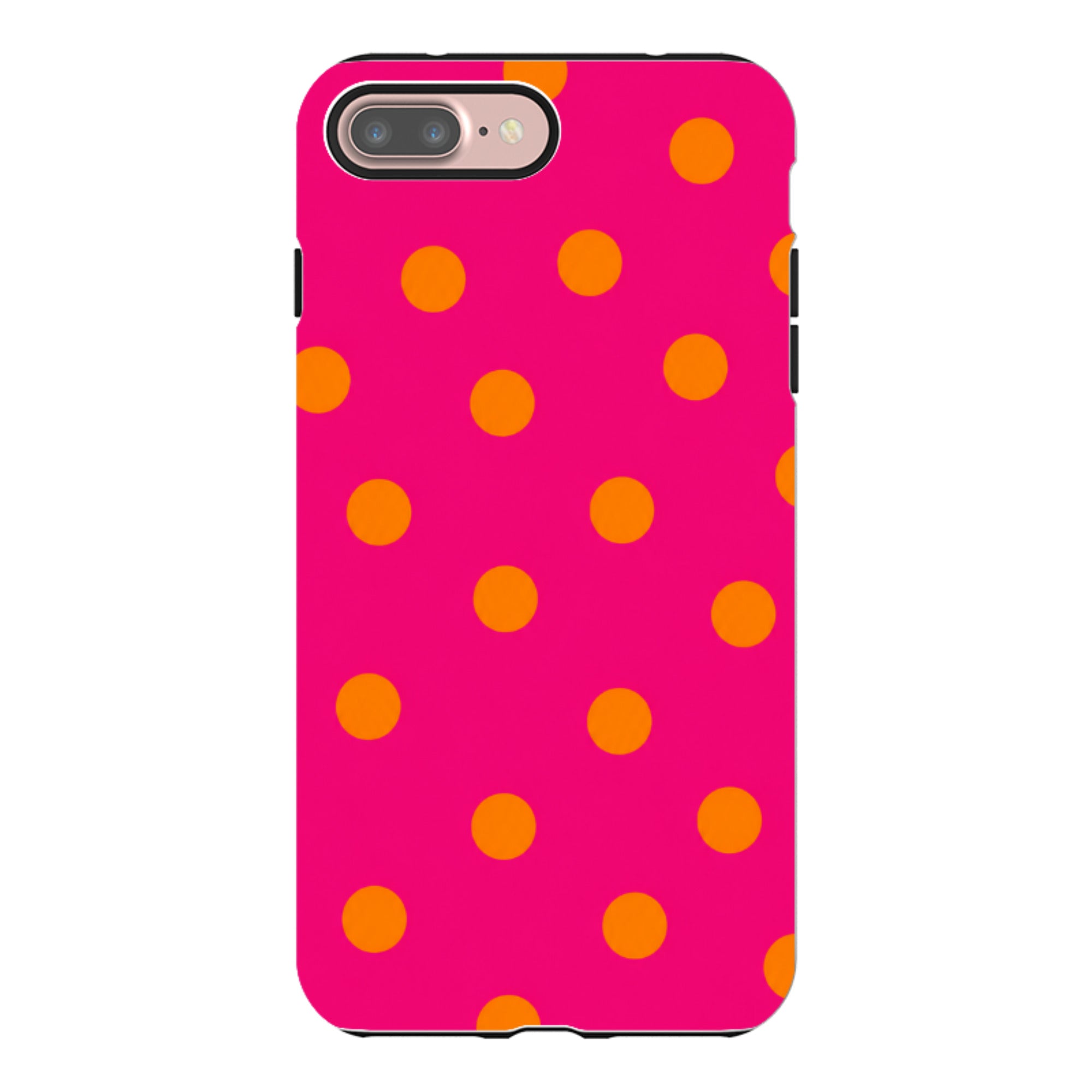iPhone Tough Case - Hot Pink & Orange Polka Dot