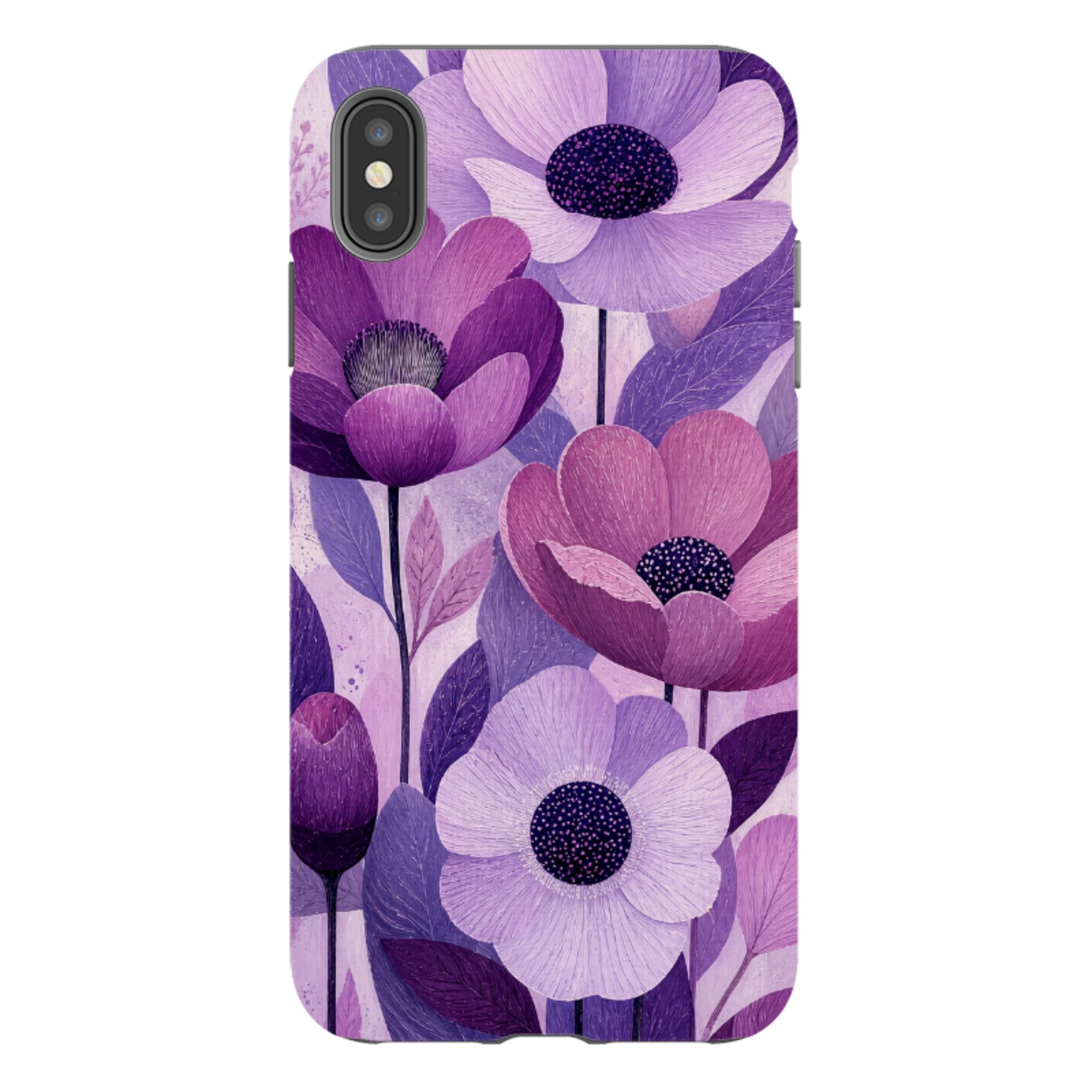 iPhone Tough Case - Purple Woodgrain Floral