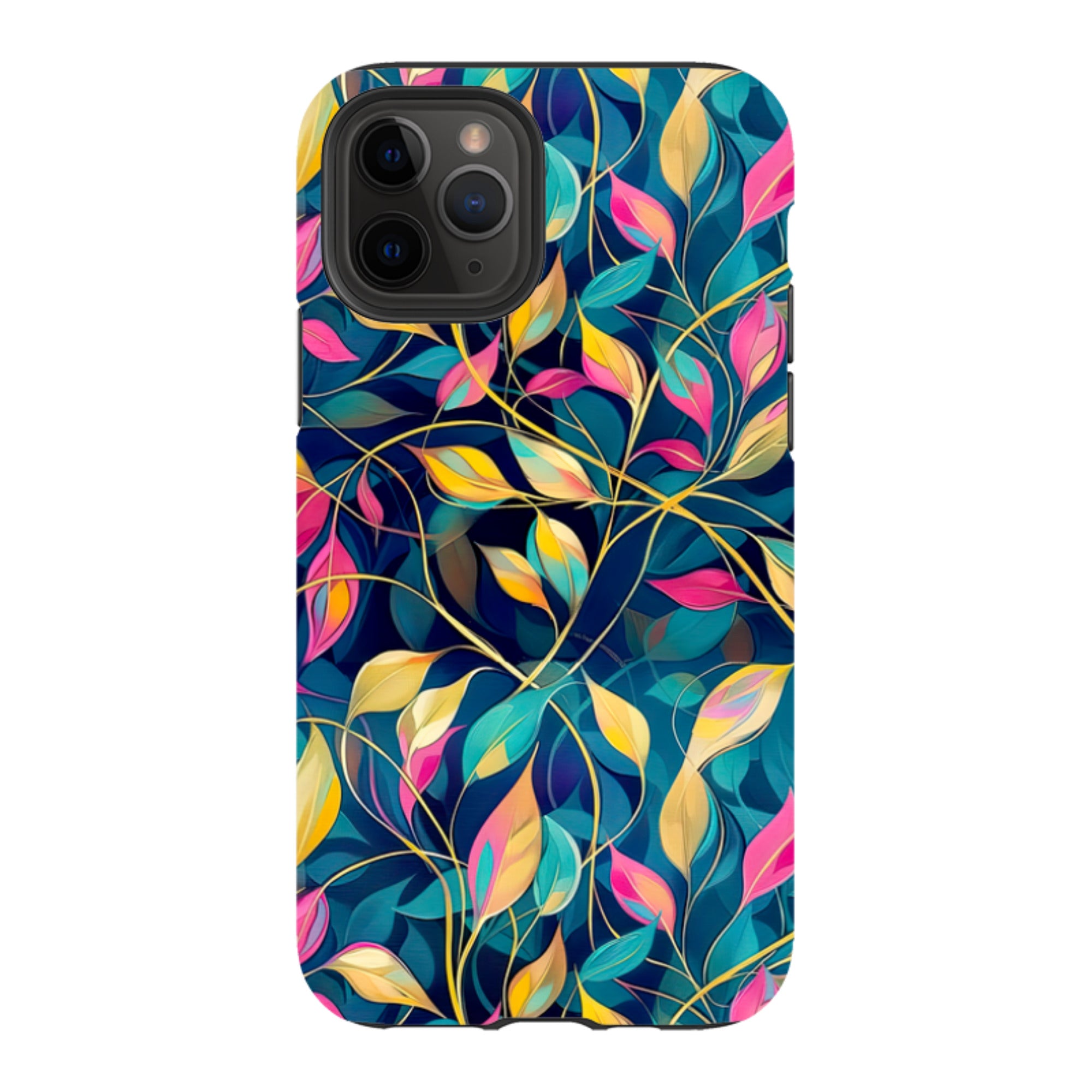 iPhone Case - Pink and Teal Leaves