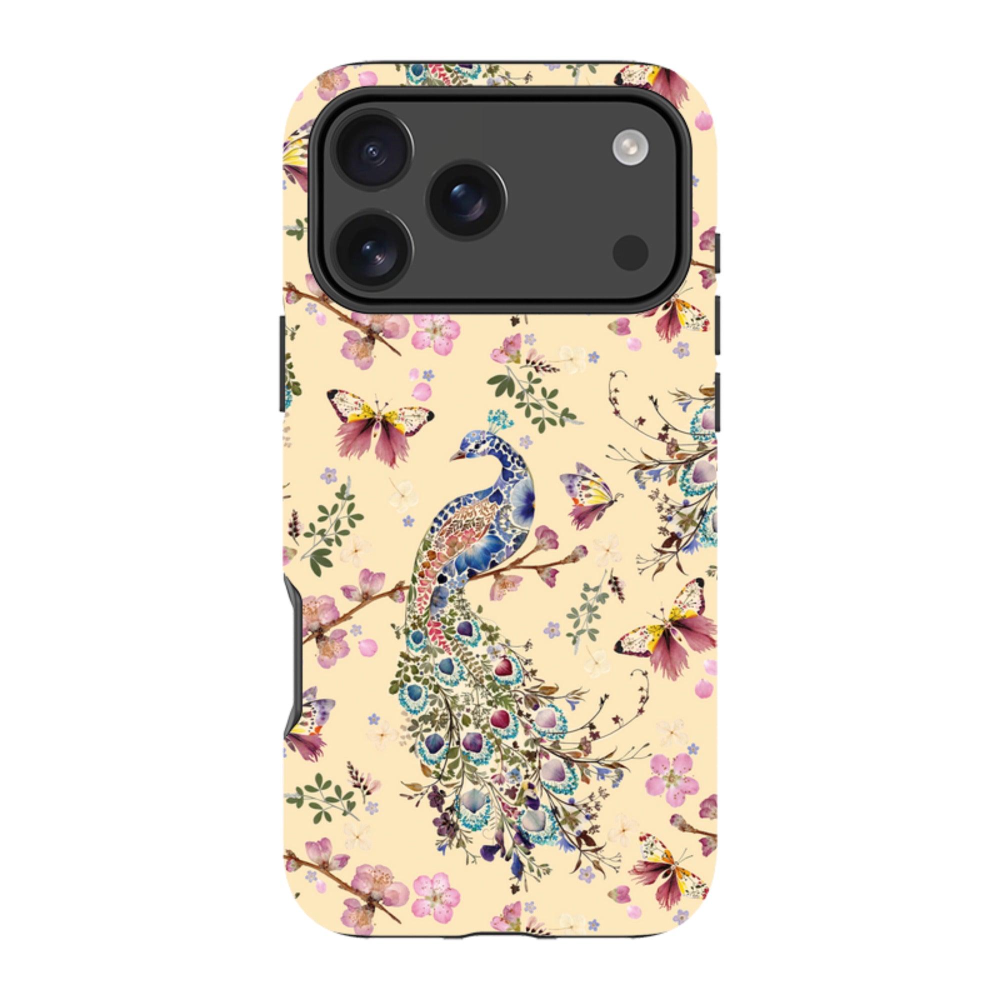iPhone Tough Case - Peacock and Cherry Blossoms Lilly By Helen Ahpornsiri