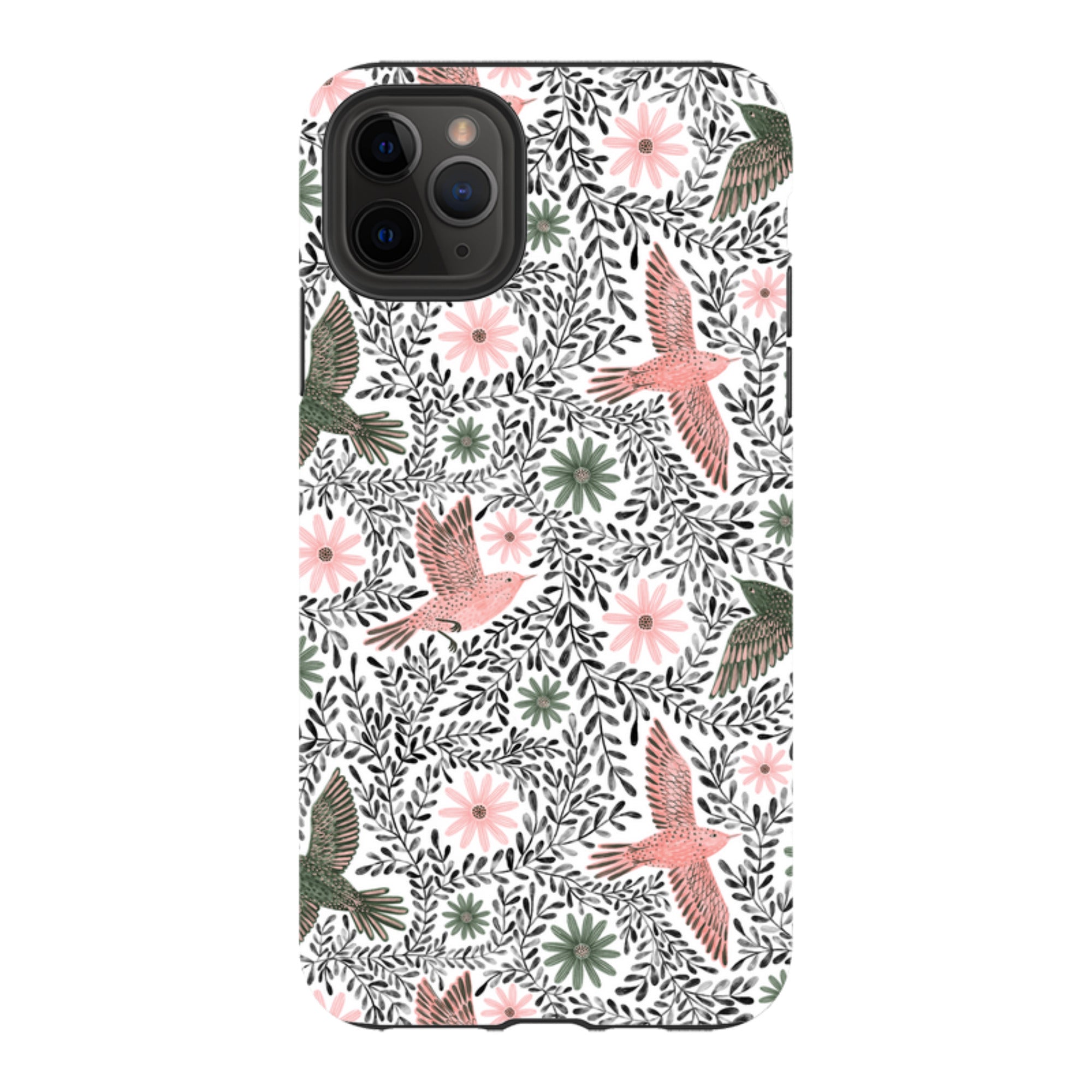 iPhone Tough Case - Bird Pattern Black By Lee Foster Wilson