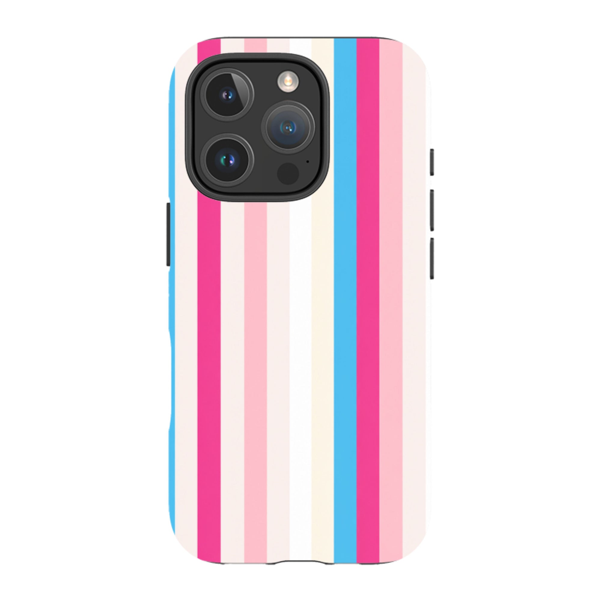 iPhone Tough Case - Pink, Blue & Cream Stripe