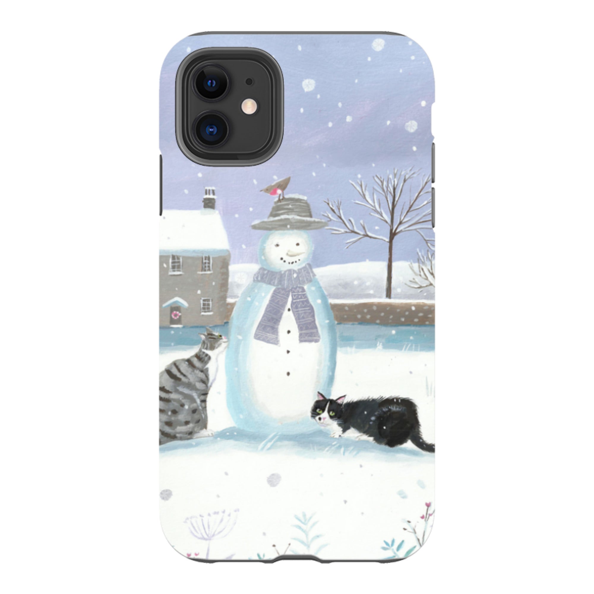 iPhone Tough Case - Snowman And Cats By Mary Stubberfield