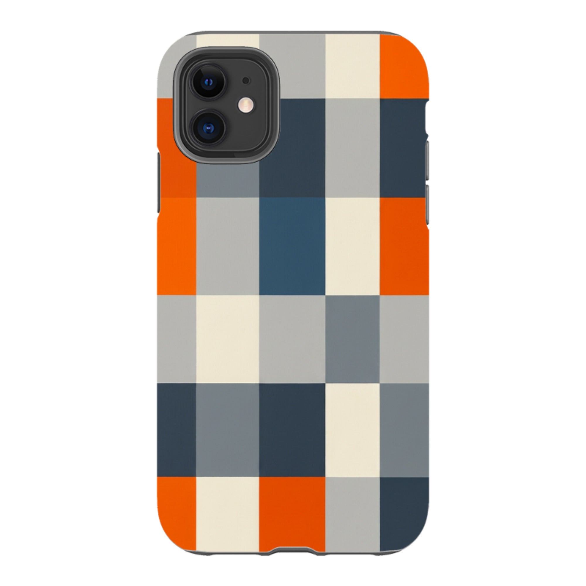 iPhone Tough Case - Navy Blue & Orange Plaid