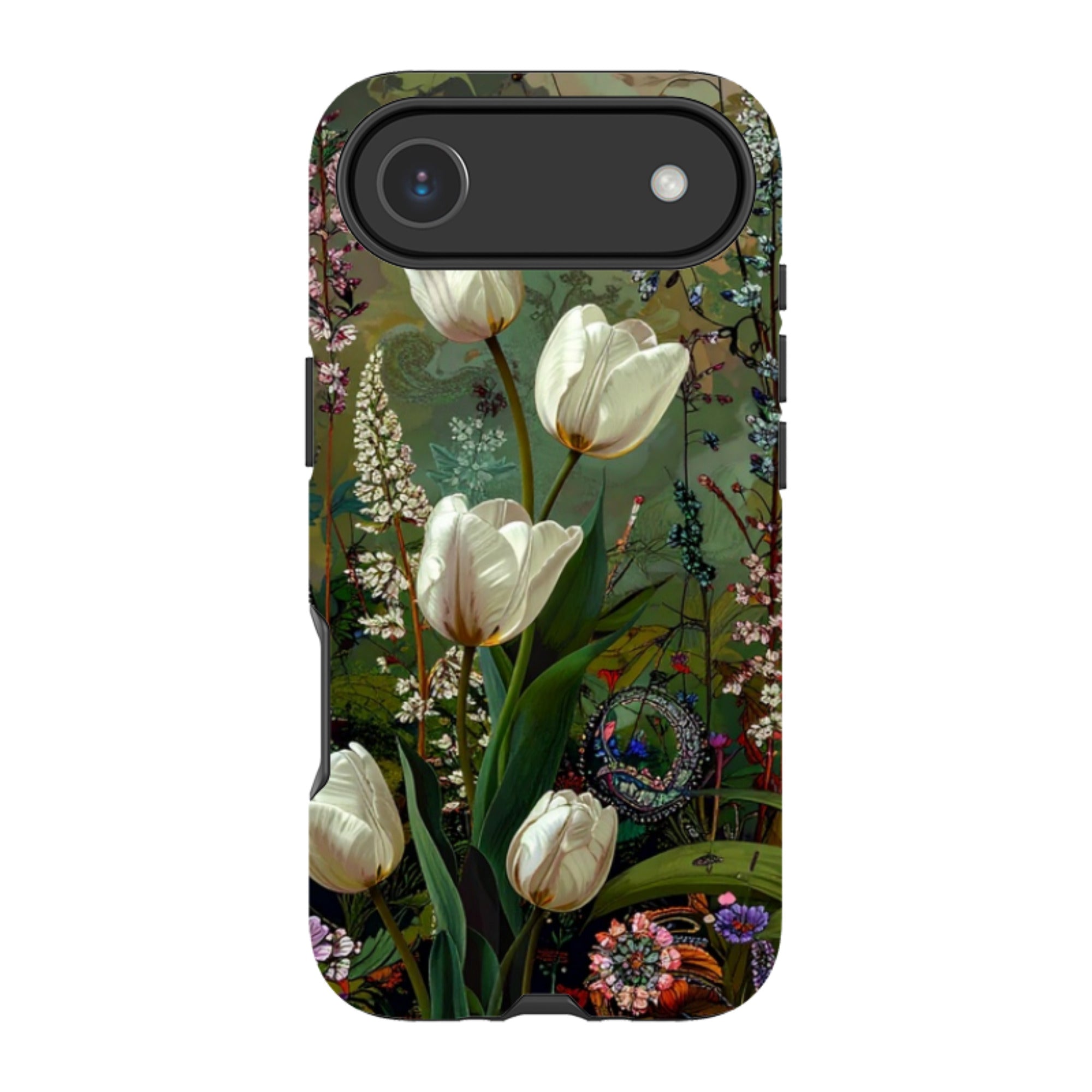 iPhone Tough Case - Green Vyne White Tulips