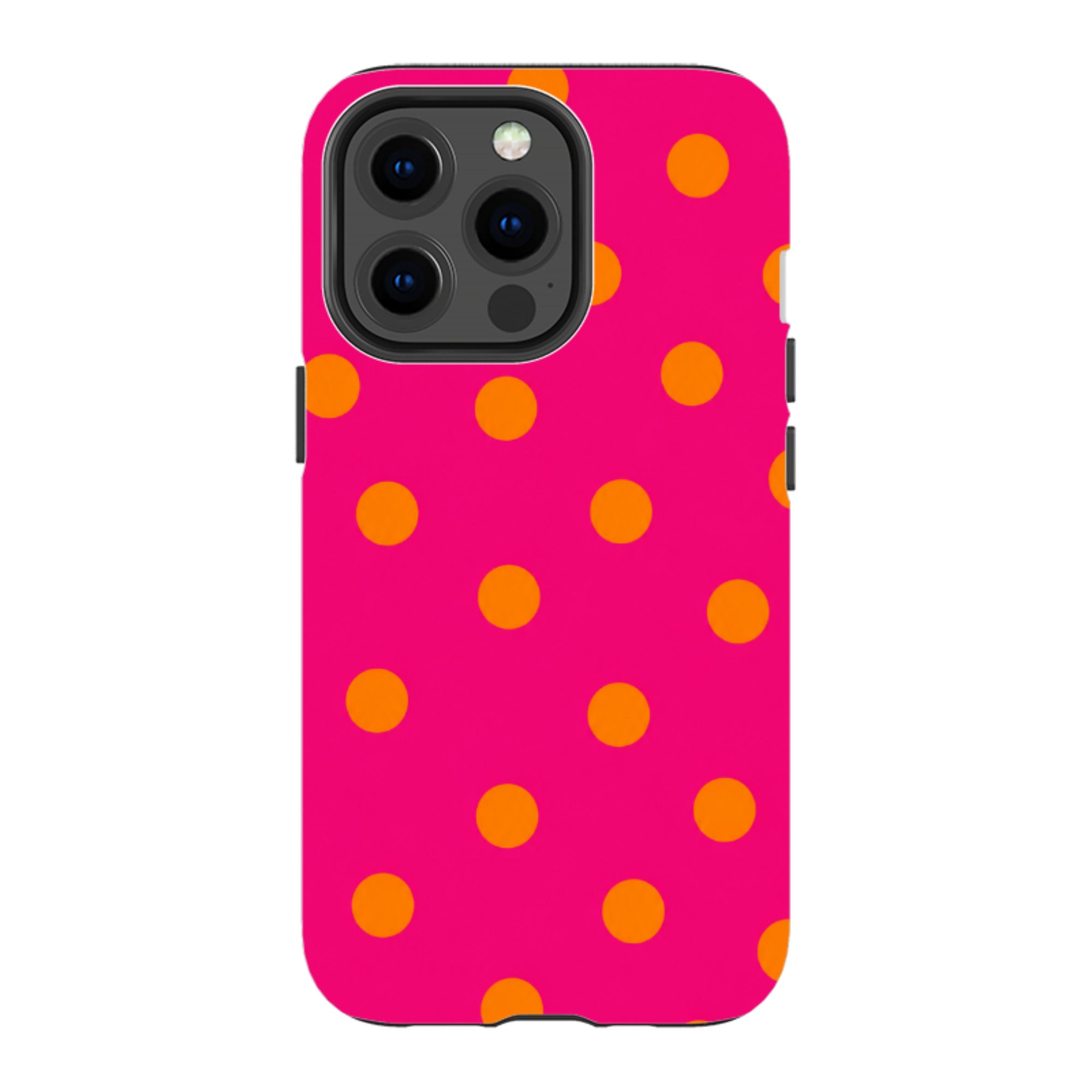 iPhone Tough Case - Hot Pink & Orange Polka Dot