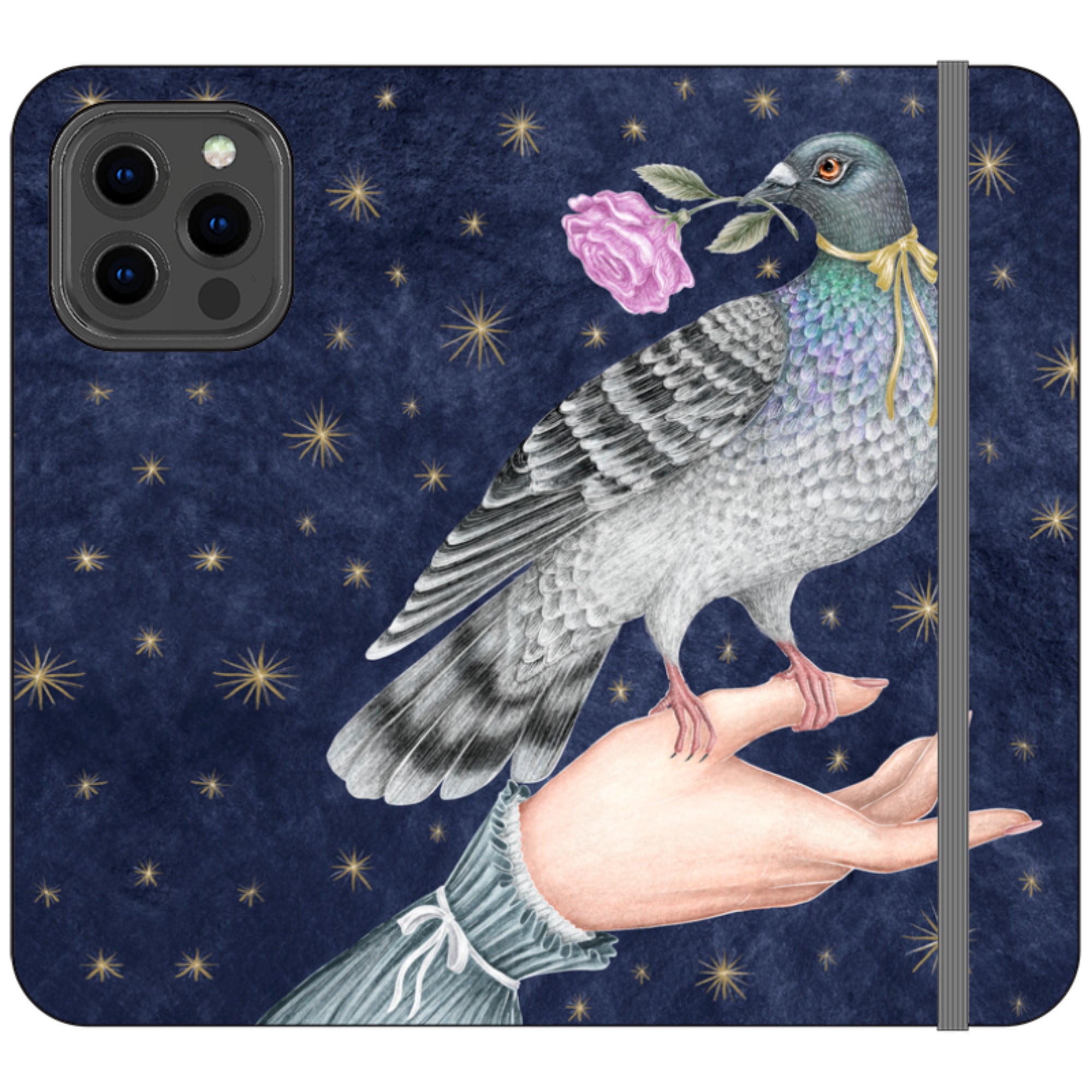 Pigeon With Rose Wallet Case By Catherine Rowe
