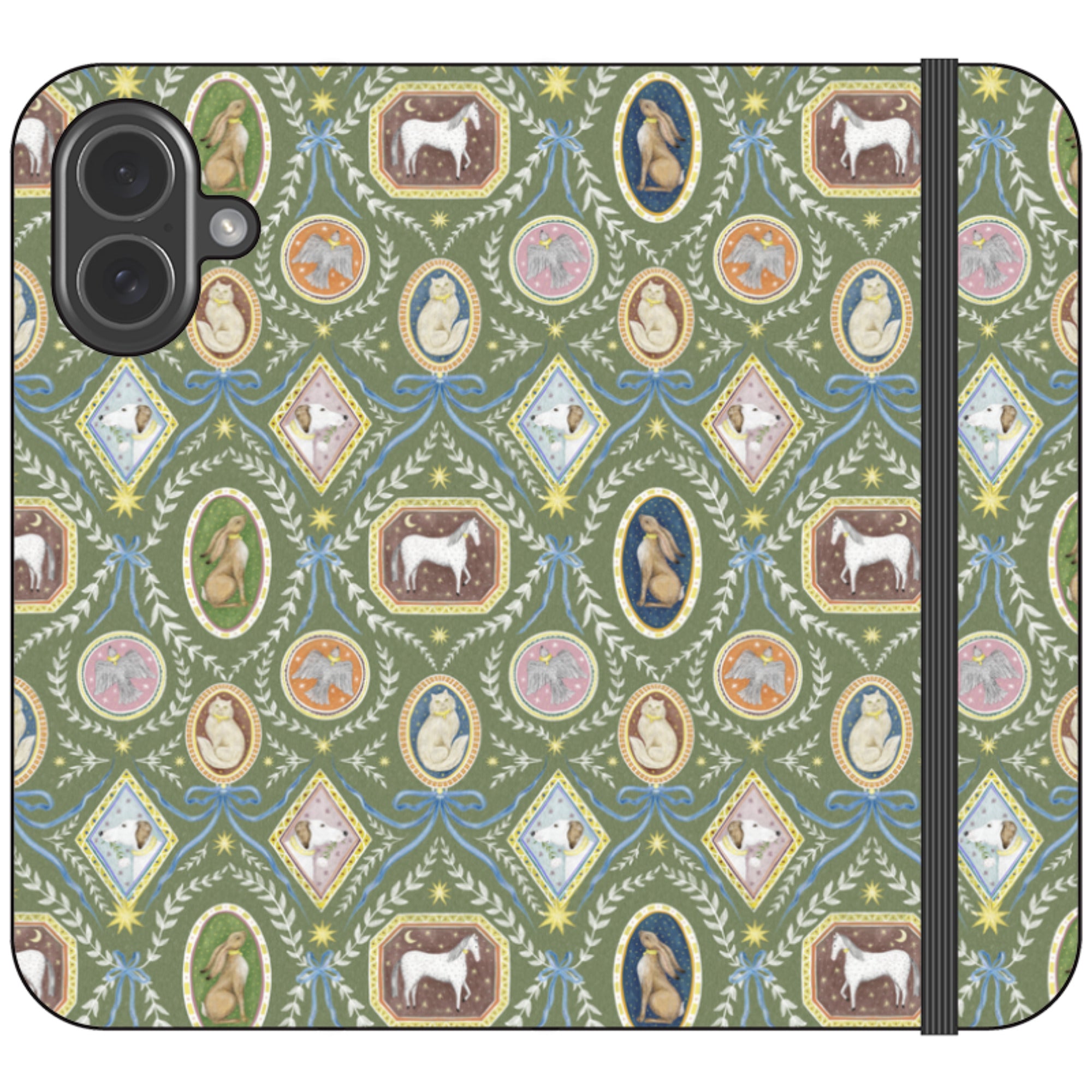 Charleston Moss Green Wallet Case By Catherine Rowe
