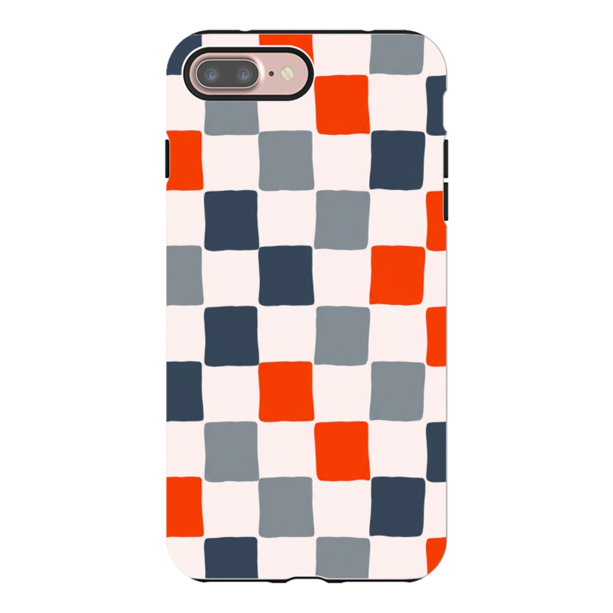 iPhone Tough Case - Orange & Navy Checkerboard