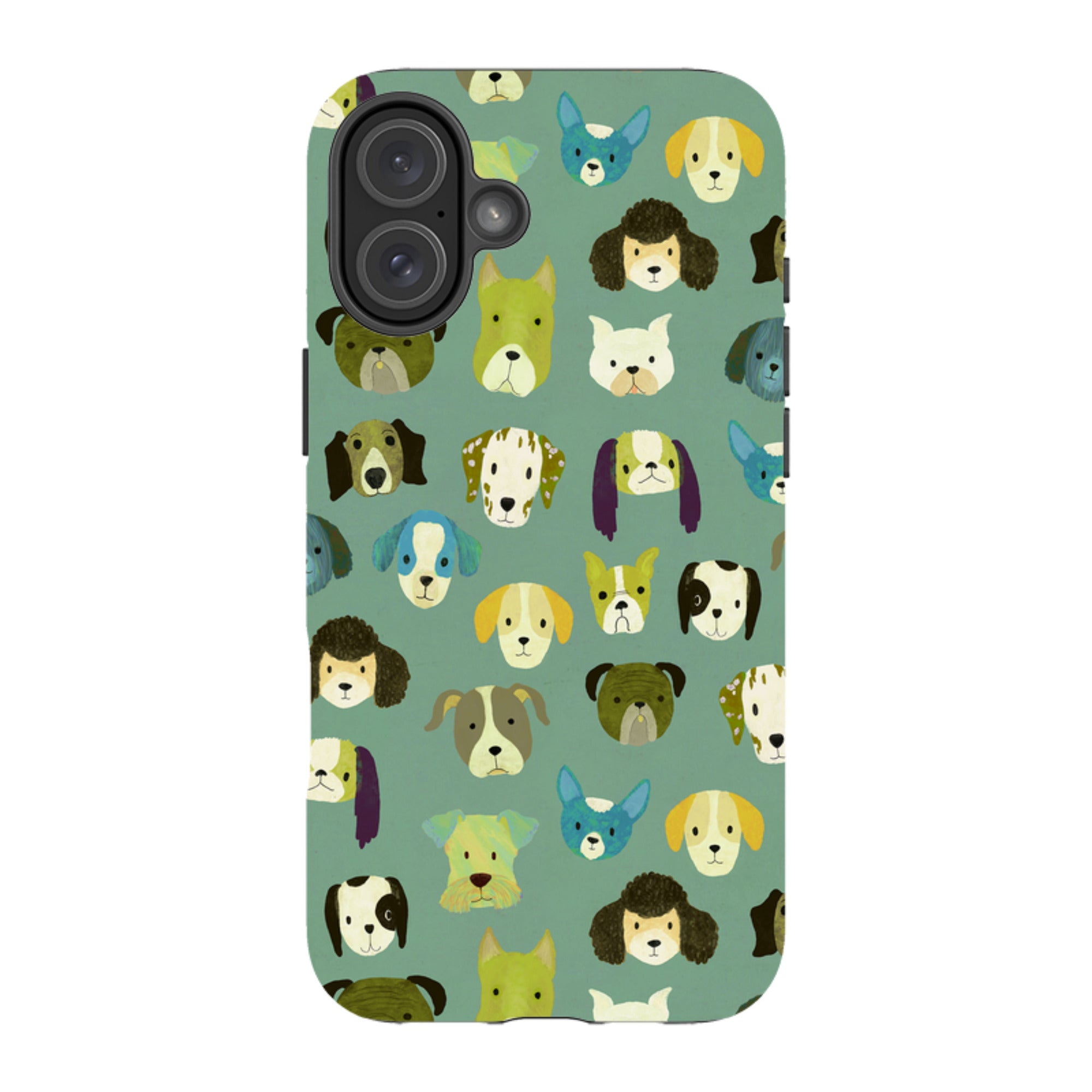 iPhone Tough Case - Dog Heads Green By Katherine Quinn
