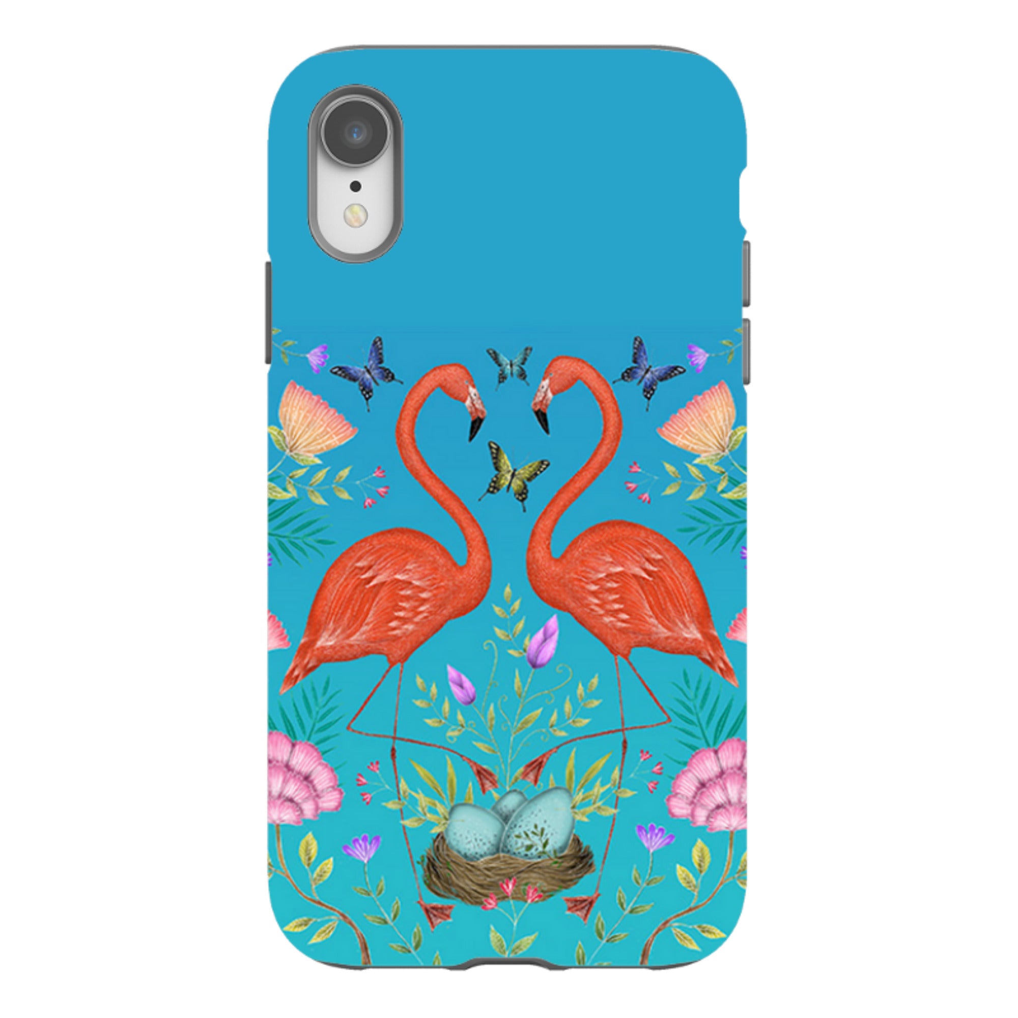 iPhone Tough Case - Flamingos And Flowers By Catherine Rowe