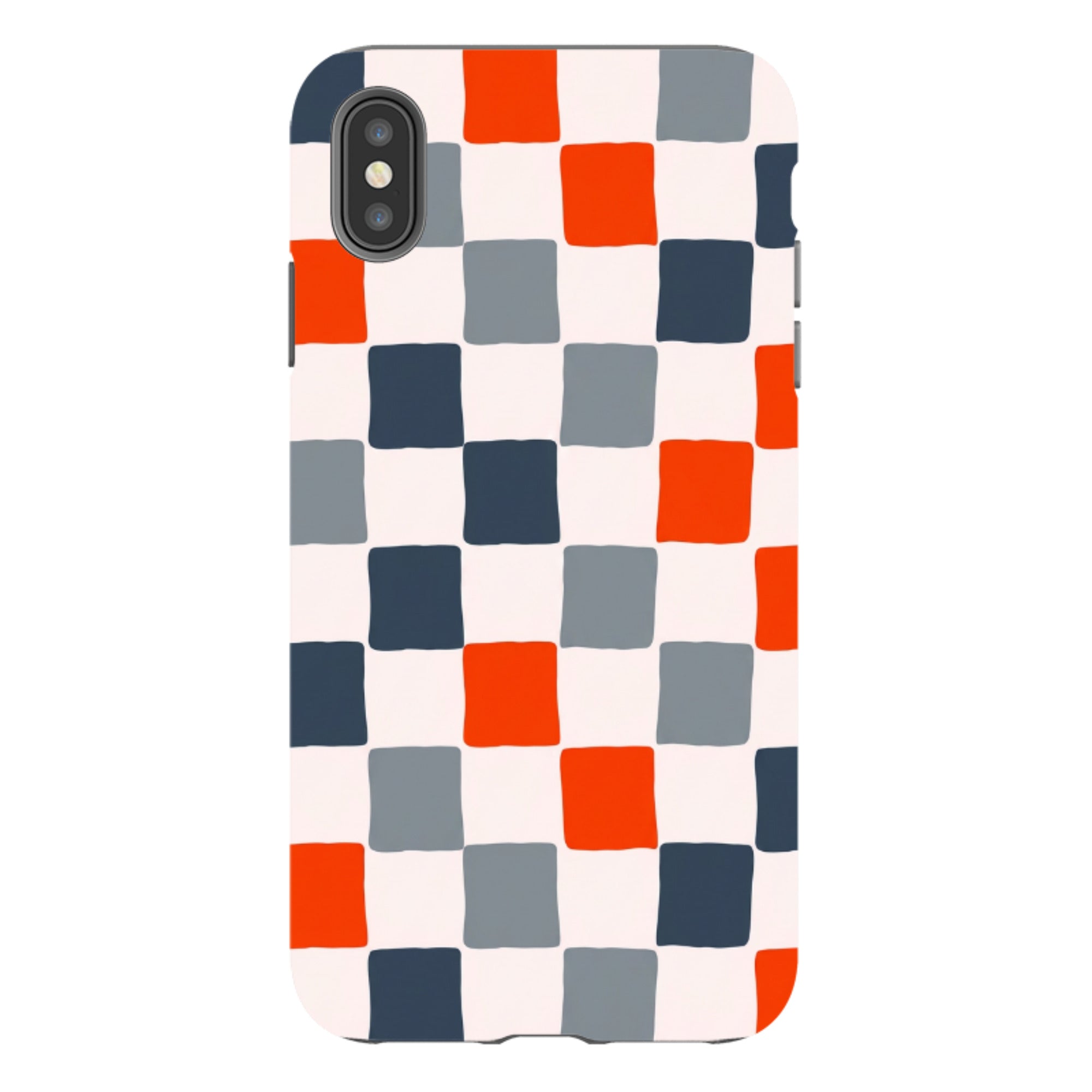 iPhone Tough Case - Orange & Navy Checkerboard