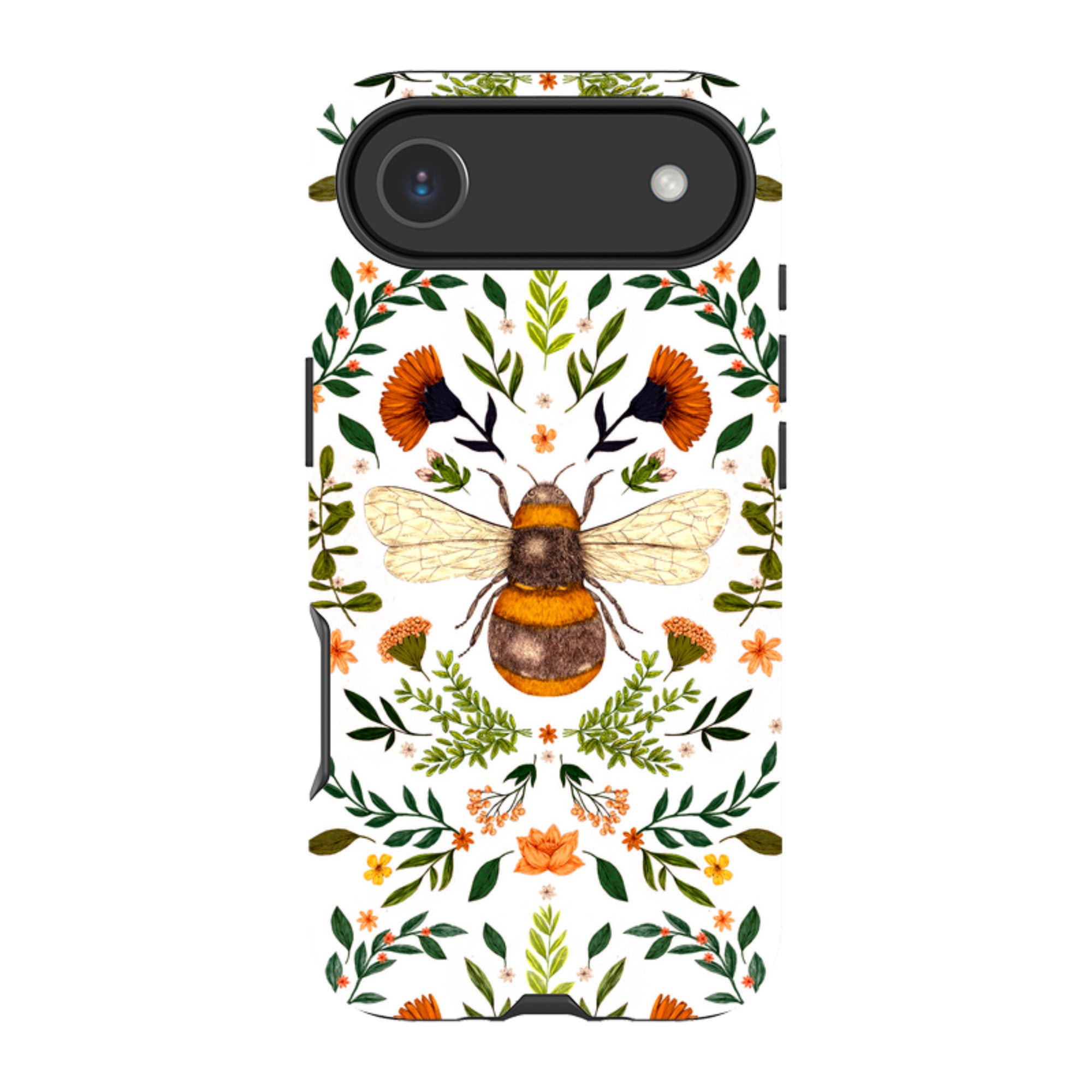 iPhone MagSafe Tough Case -  Botanical Bee White By Jade Mosinski