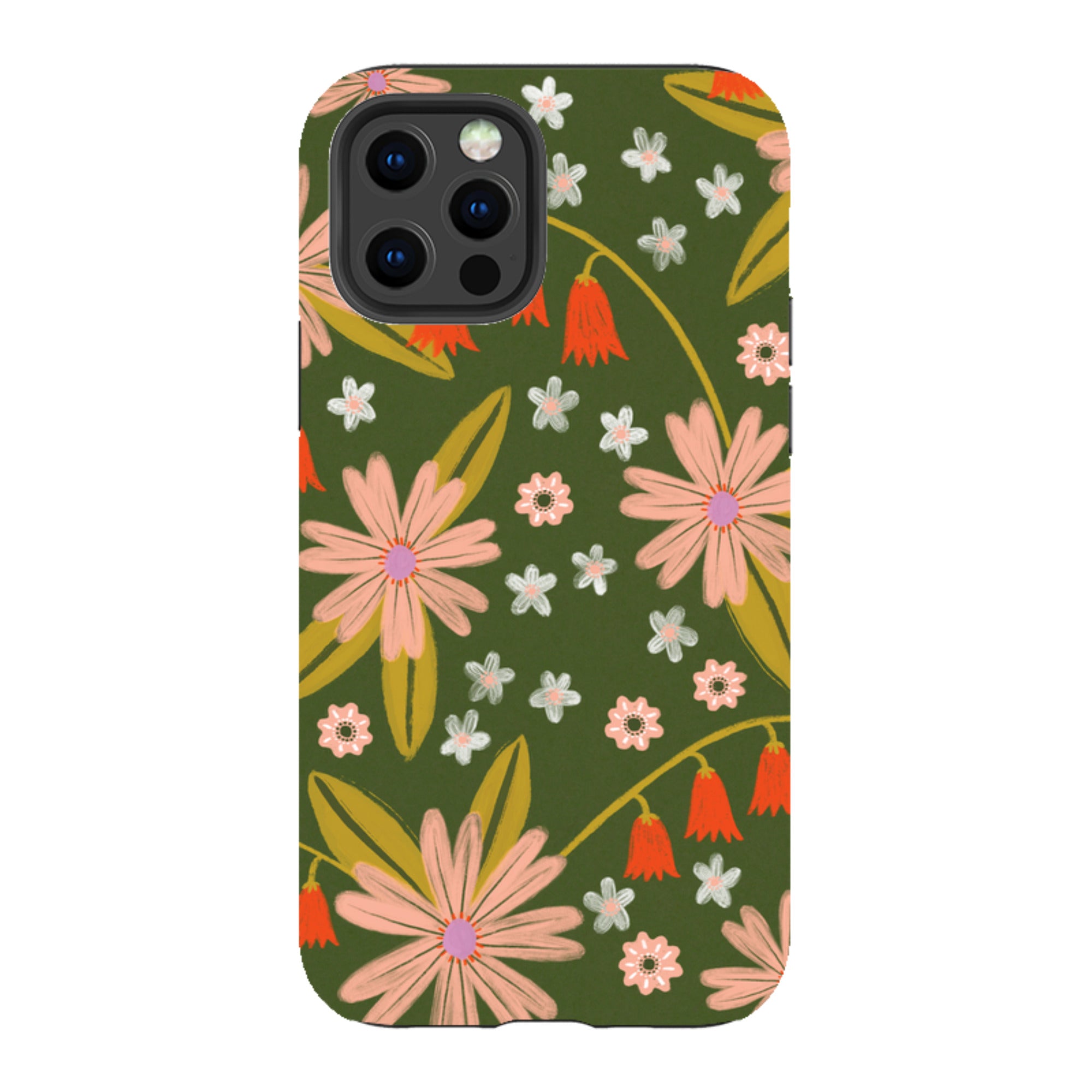 iPhone Tough Case - Red and Green Floral Pattern By Lee Foster Wilson