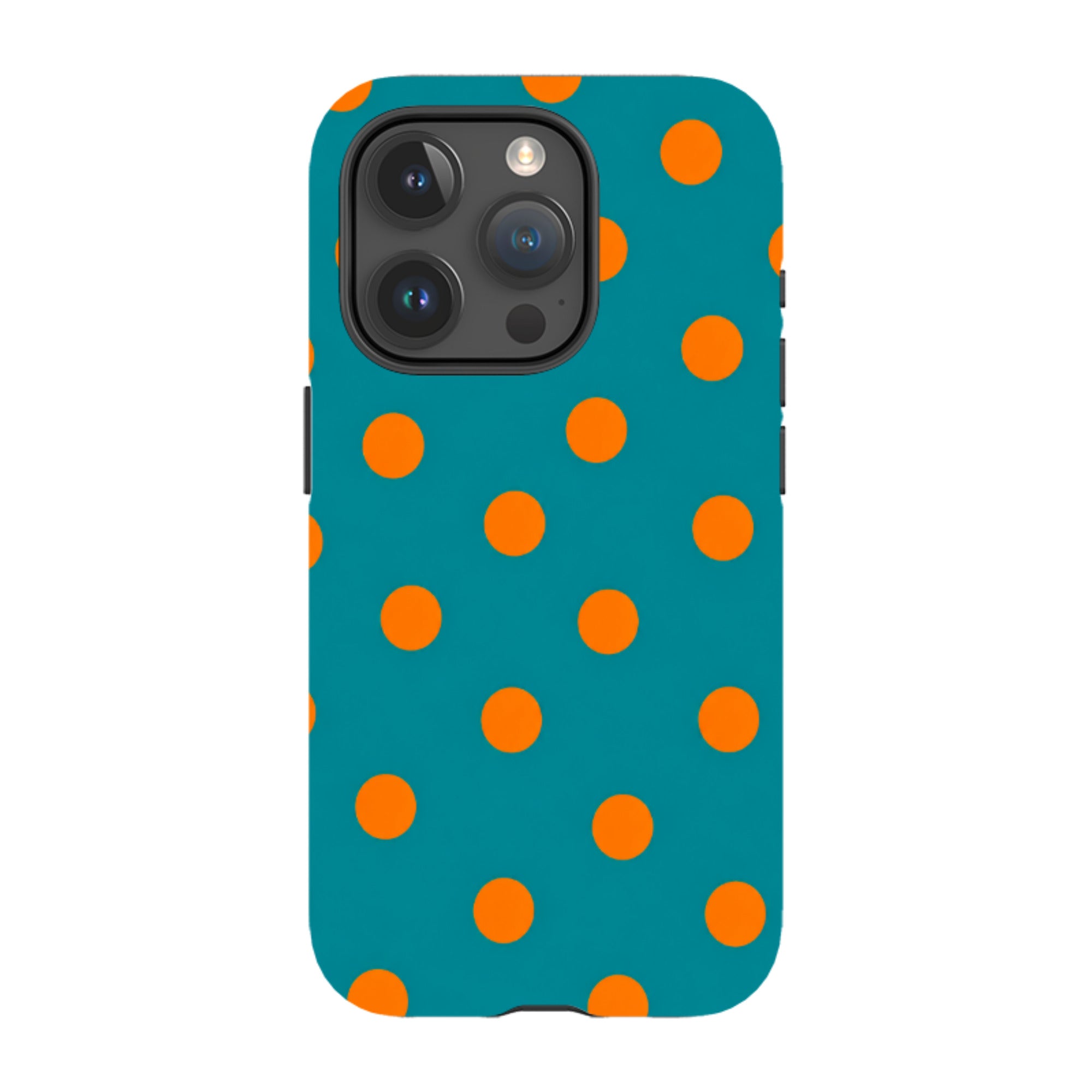iPhone Tough Case - Teal & Orange Polka Dot