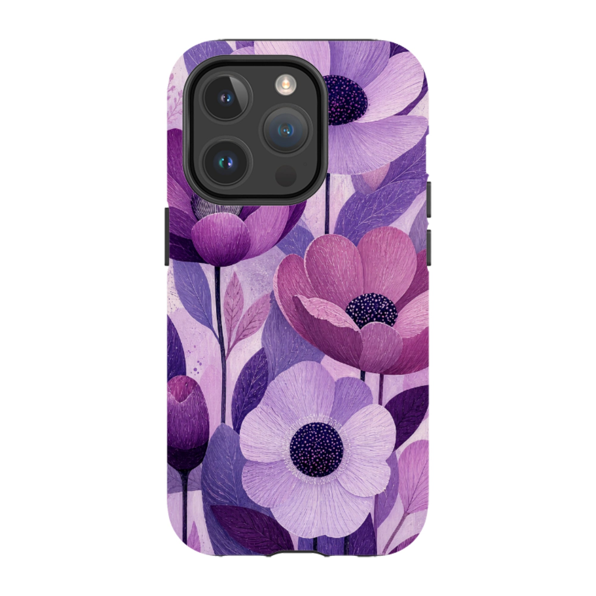 iPhone MagSafe Tough Case - Purple Woodgrain Floral
