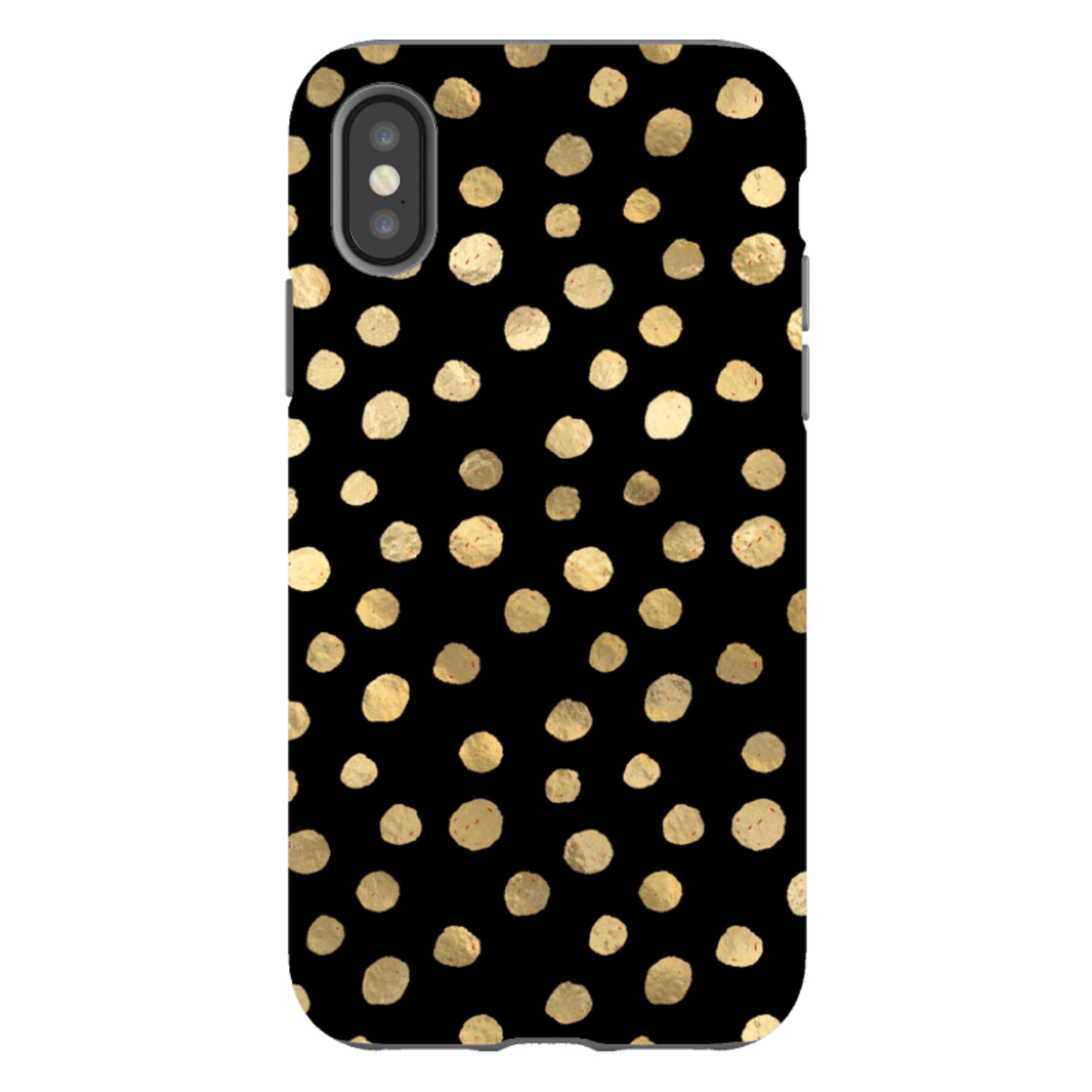 iPhone Tough Case - Black and Gold Dots