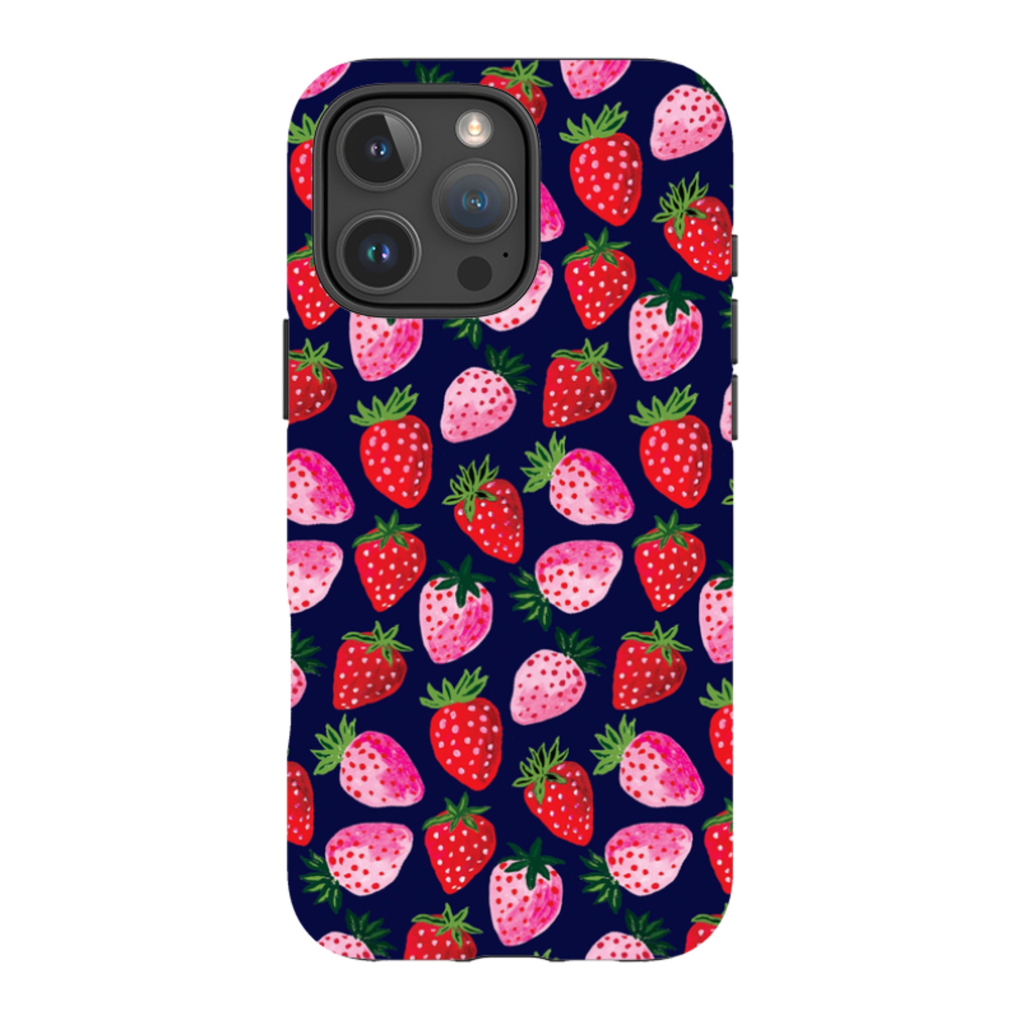 iPhone Tough Case - Strawberry Scatter Navy By Emma Frances Grant