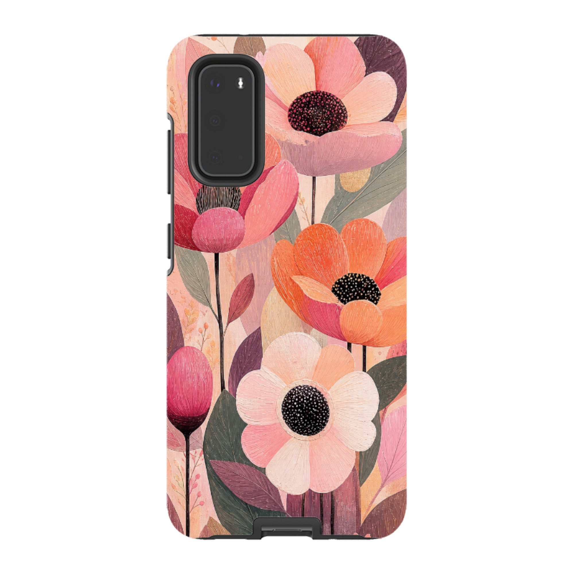 Samsung Tough Case - Peach Woodgrain Floral