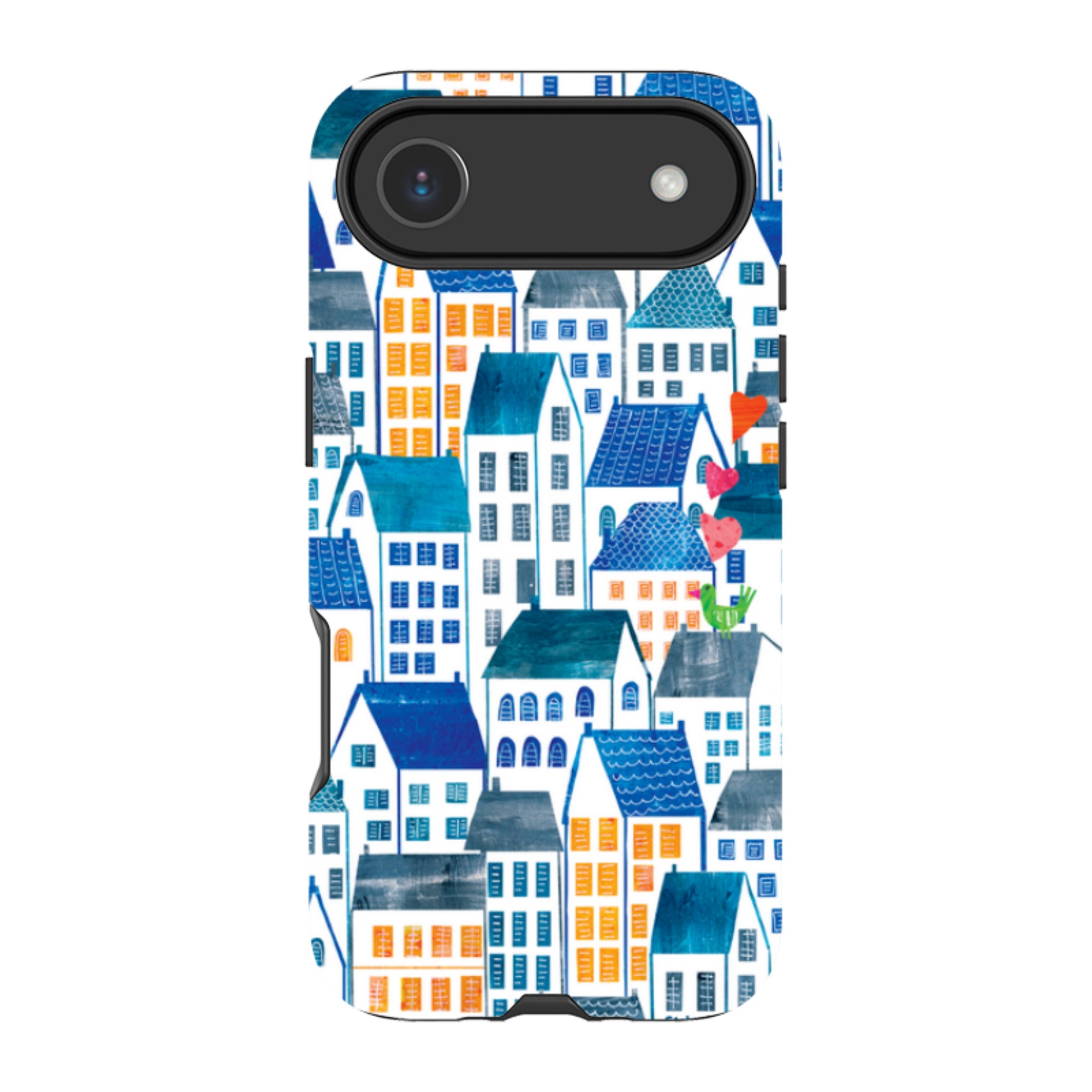 iPhone MagSafe Tough Case - Blue Rooftop Houses By Tracey English