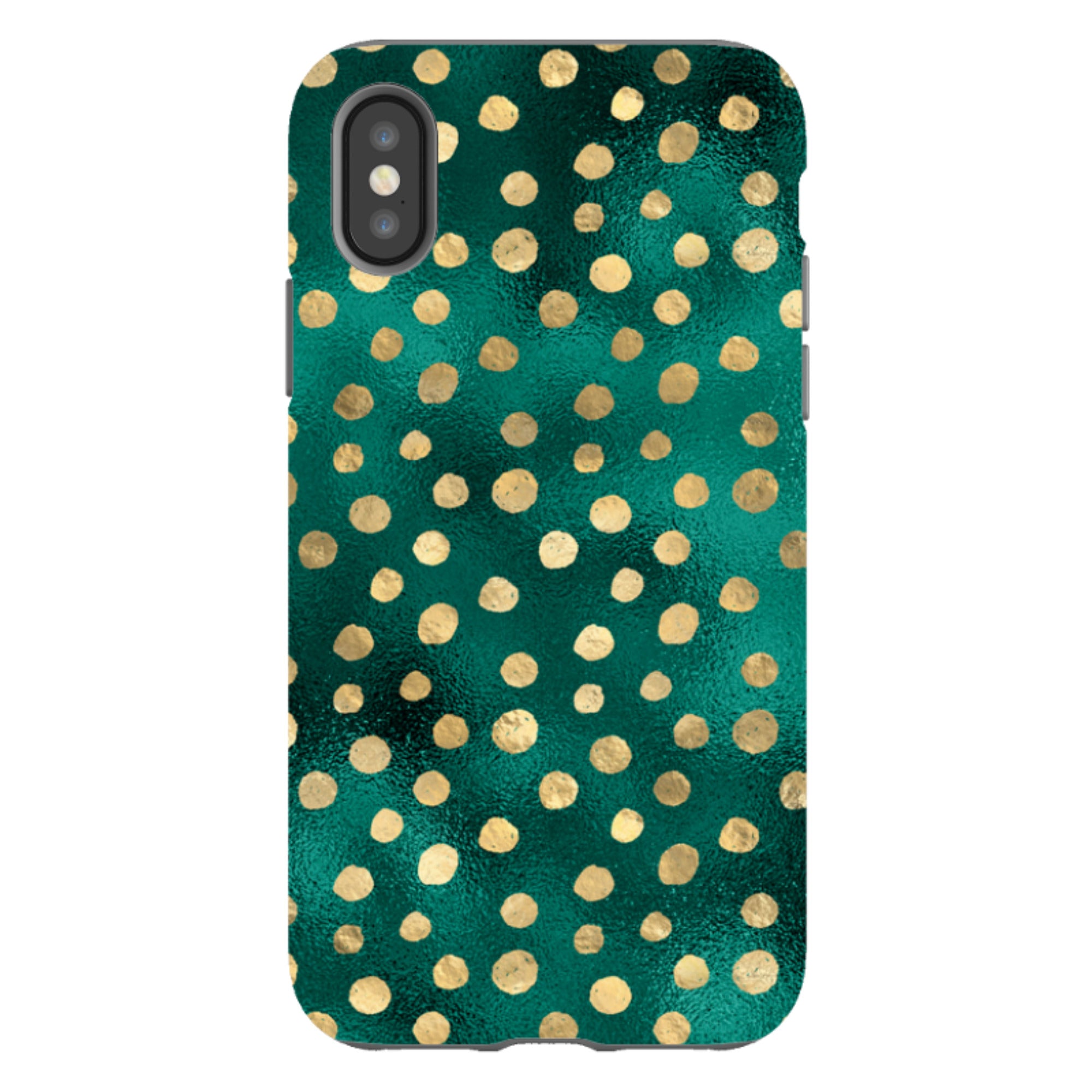 iPhone Tough Case - Forest and Gold Dots