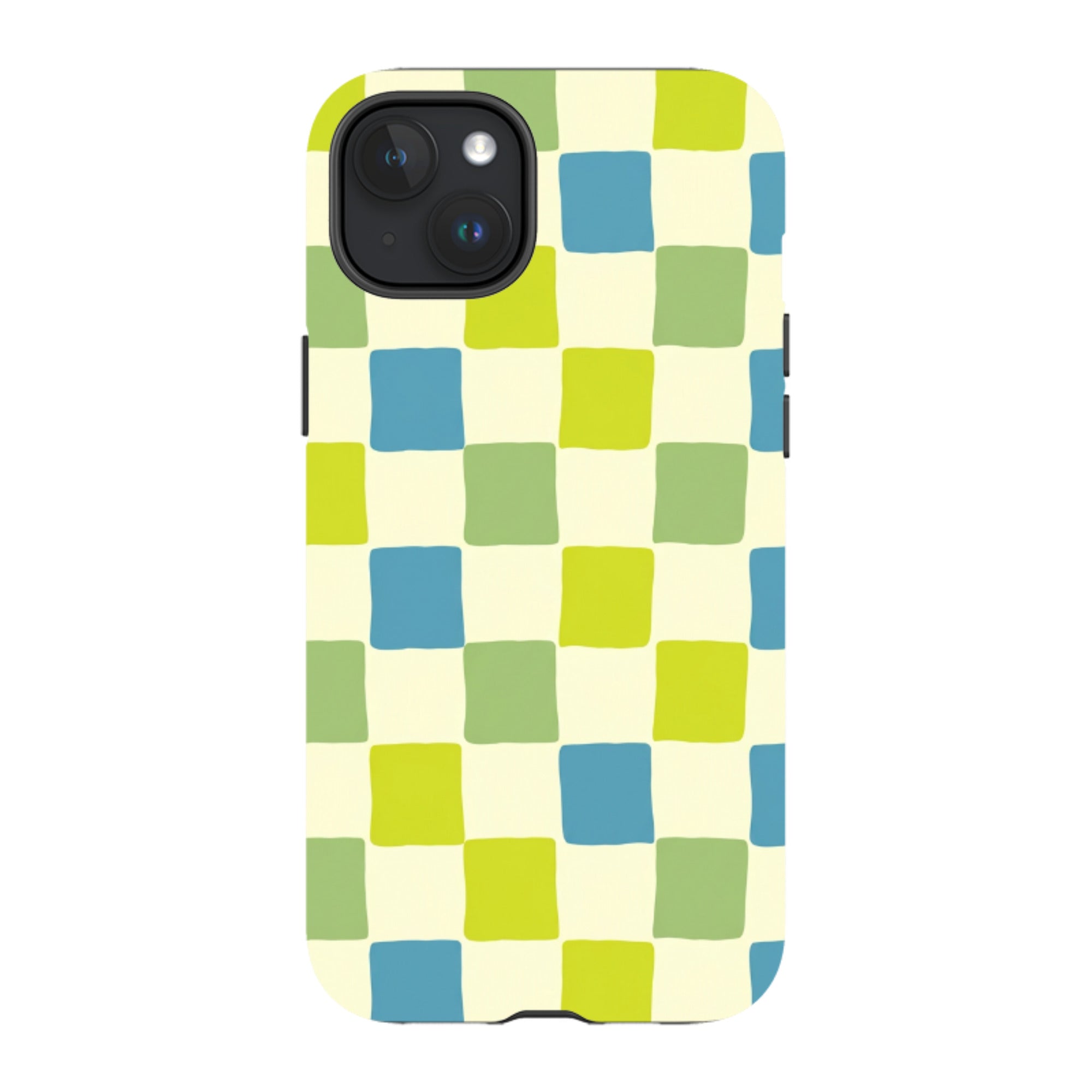 iPhone MagSafe Tough Case - Lime Green & Blue Checkerboard
