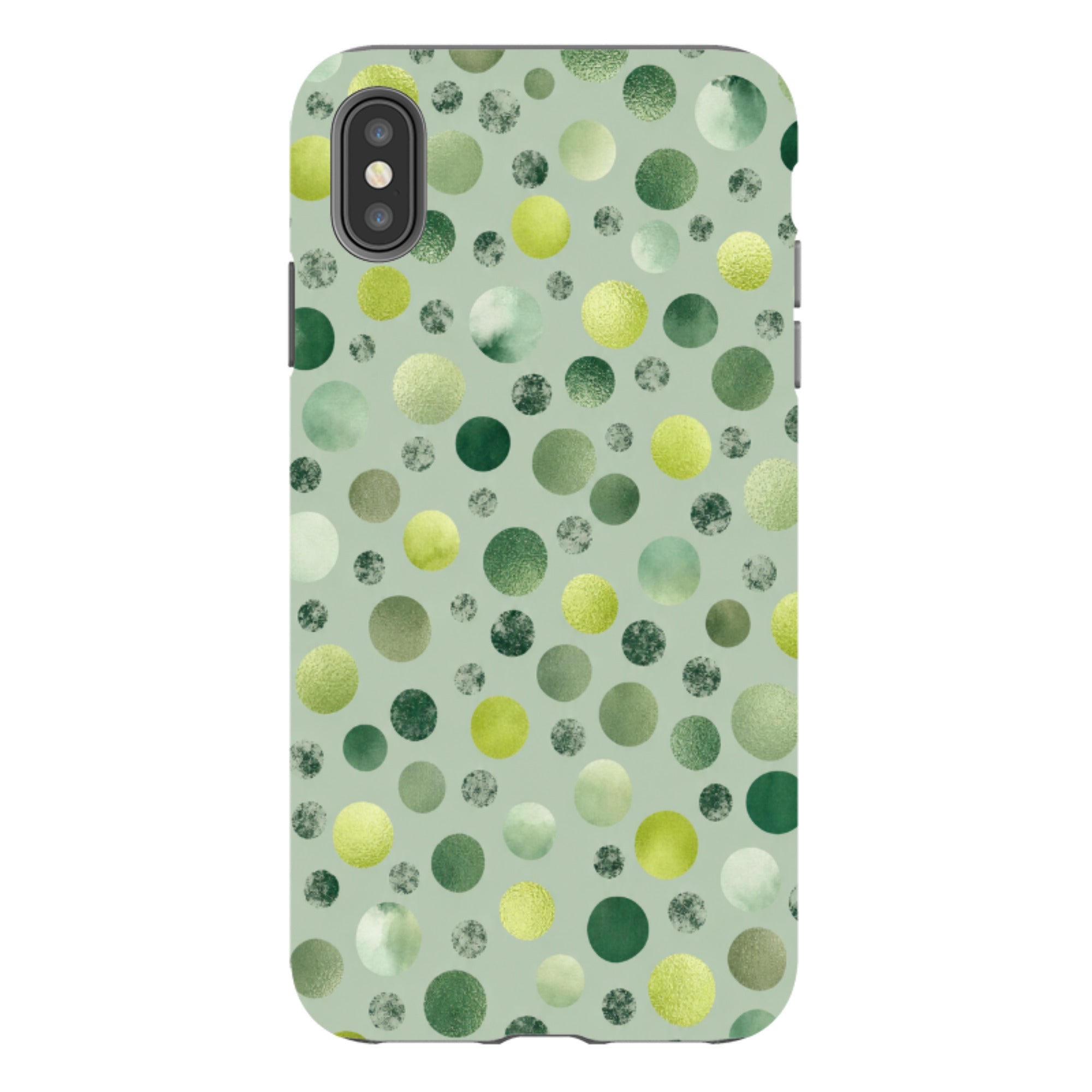 iPhone Tough Case - Sage Green Polka Dot
