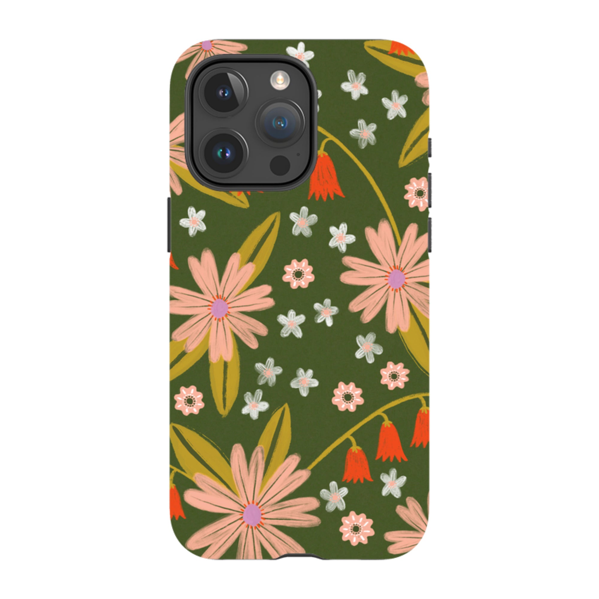 iPhone Tough Case - Red and Green Floral Pattern By Lee Foster Wilson