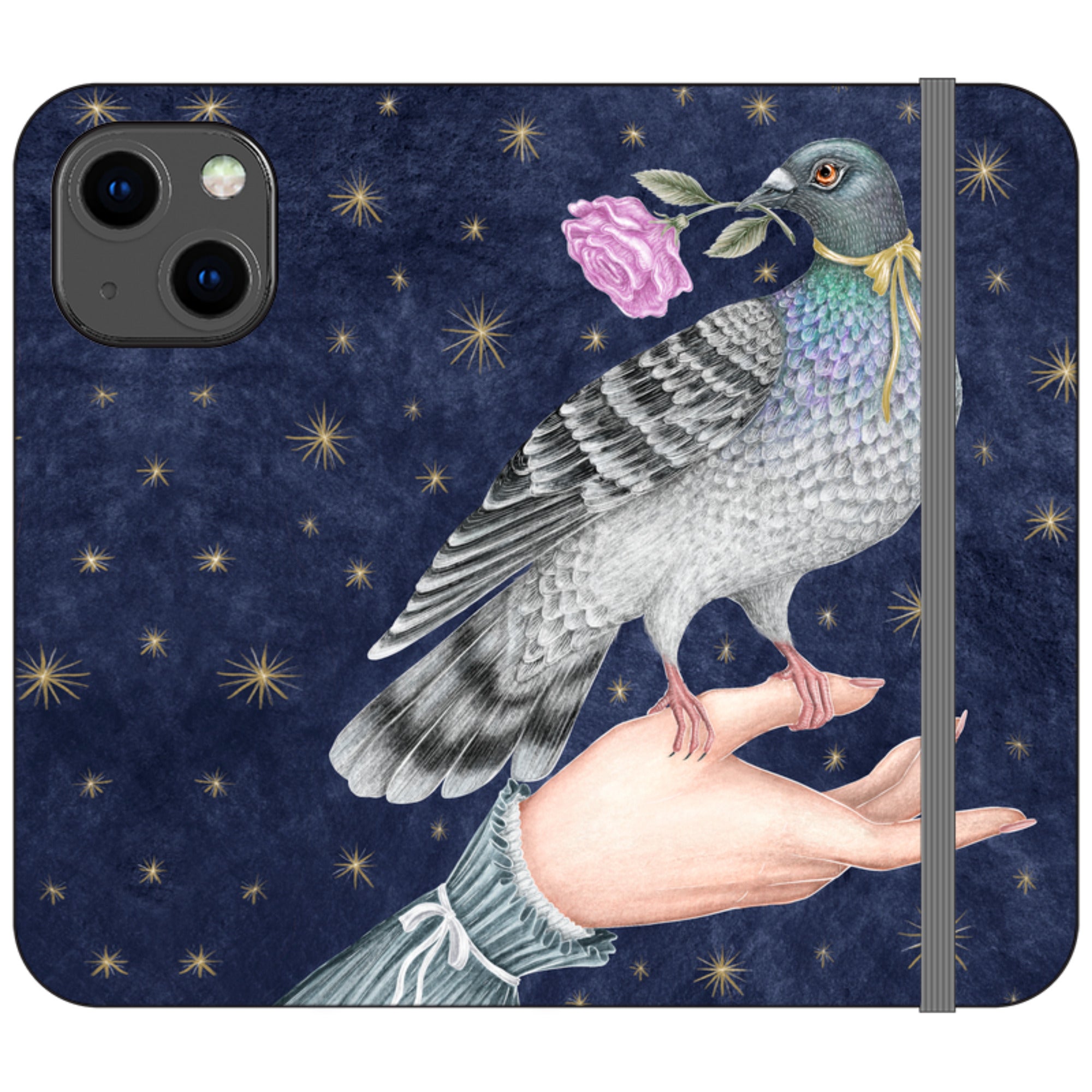 Pigeon With Rose Wallet Case By Catherine Rowe