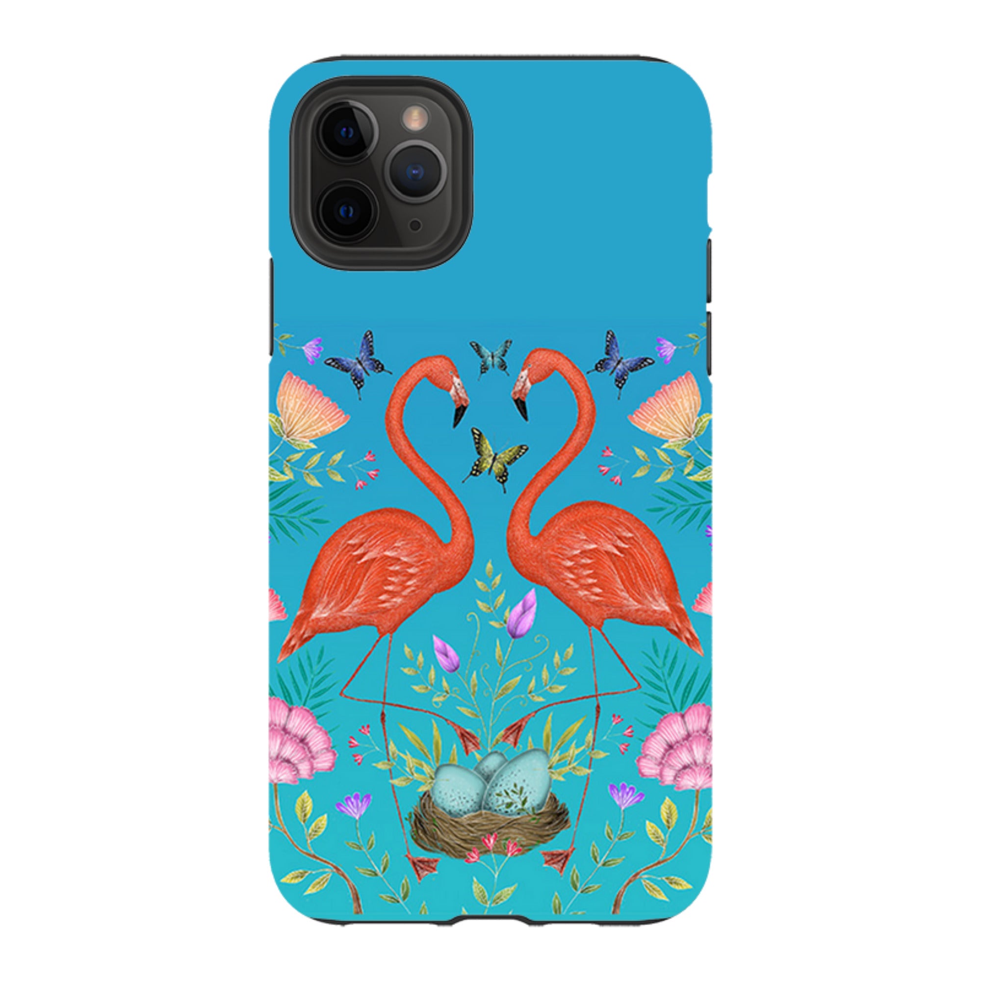 iPhone Tough Case - Flamingos And Flowers By Catherine Rowe